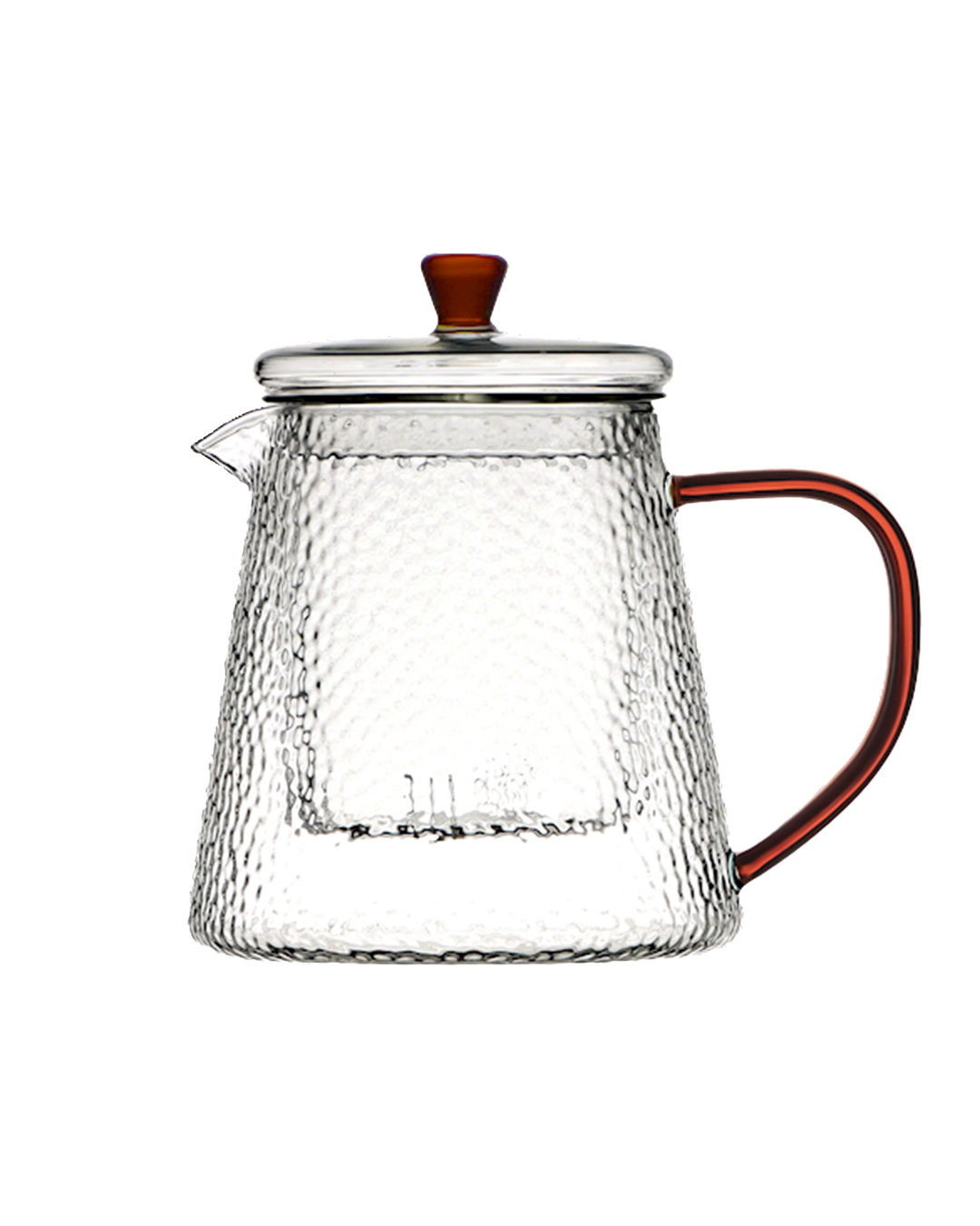 Brocca in vetro con infusore, borosilicato - Caldi Bolla - con filtro in vetro 1L, struttura a bolle, manico color ambra