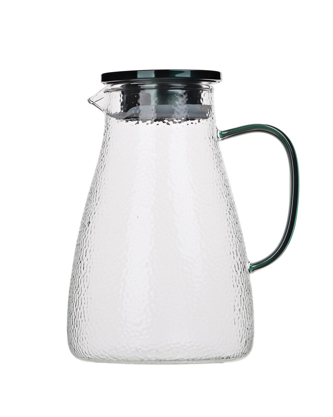 Brocca in vetro borosilicato - Caldi Fina - capacità 2L, struttura a bolle, manico verde