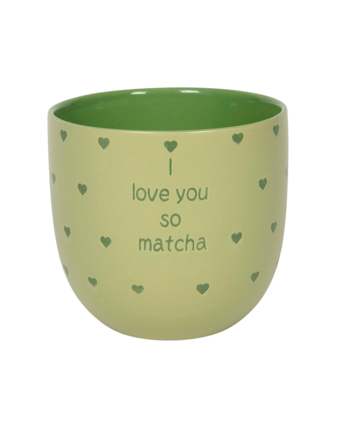 Tazza in ceramica, 450 ml con scritta I LOVE U SO MATCHA - Dote Sorso - verde
