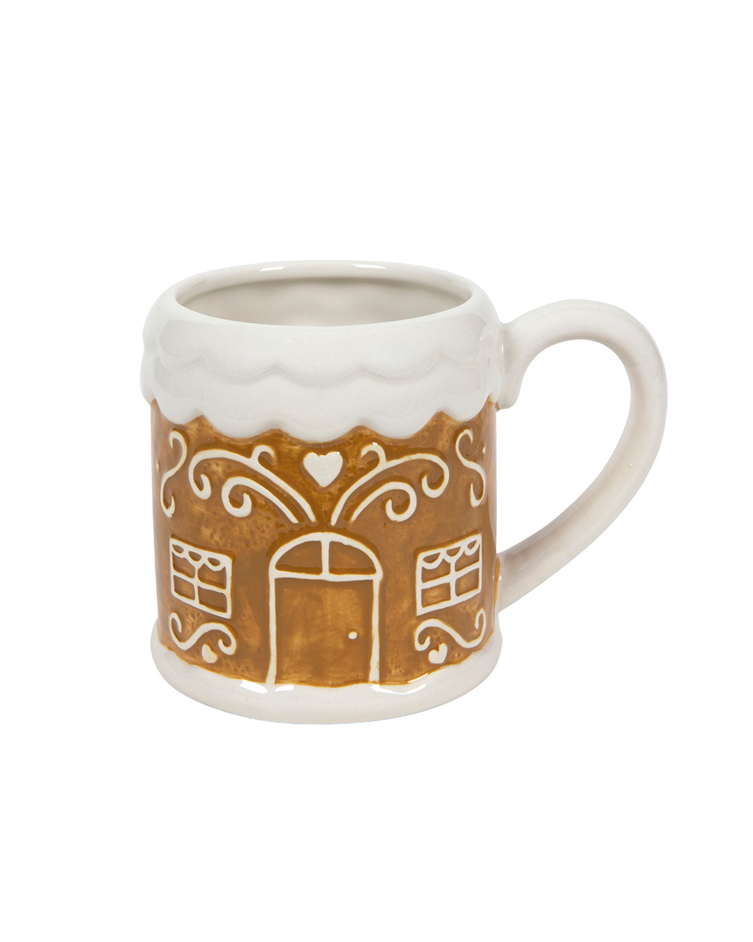 Tazza natalizia in ceramica - Foro Glassa - marrone, casetta di pan di zenzero