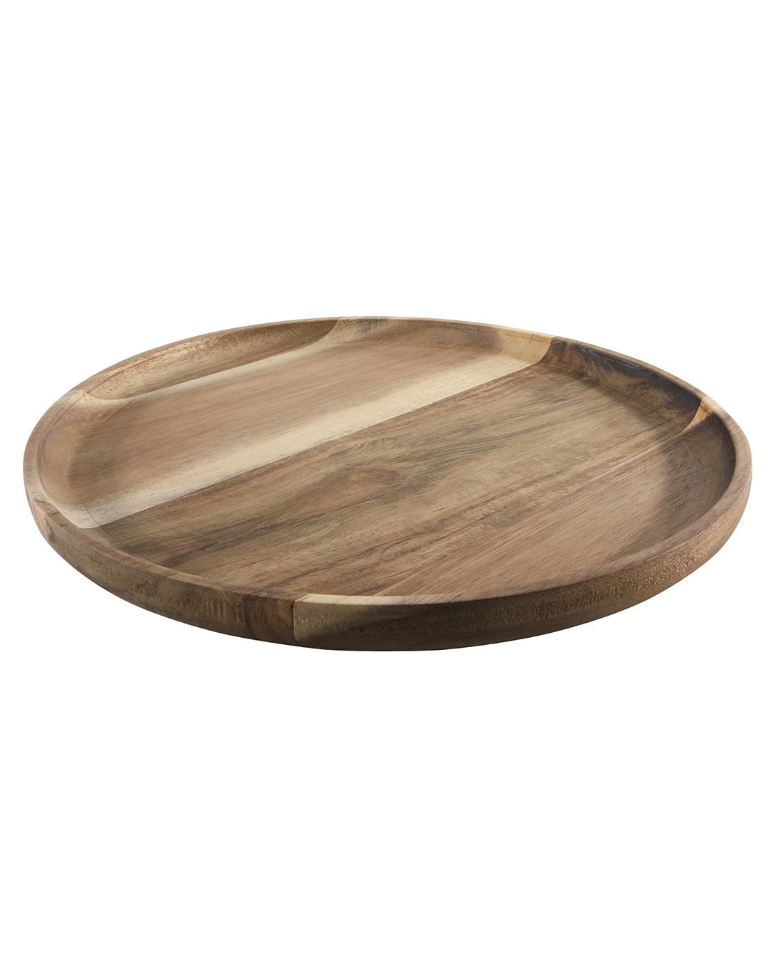 Vassoio rotondo in legno da 29 cm - Fronda Sfera - vassoio in legno, legno di acacia