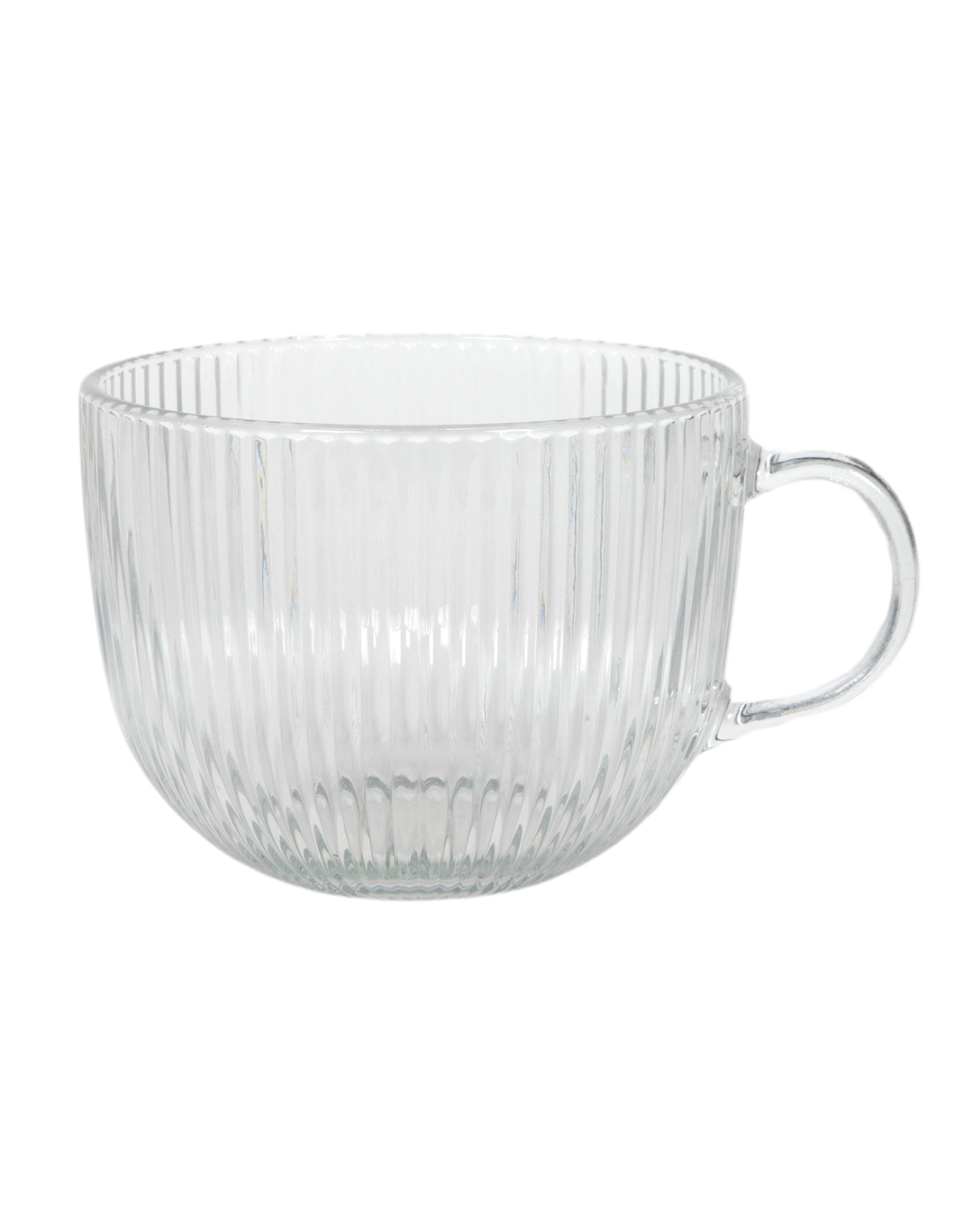 Tazza grande in vetro da 450 ml - Rivo Flussa - tazza scanalata con manico