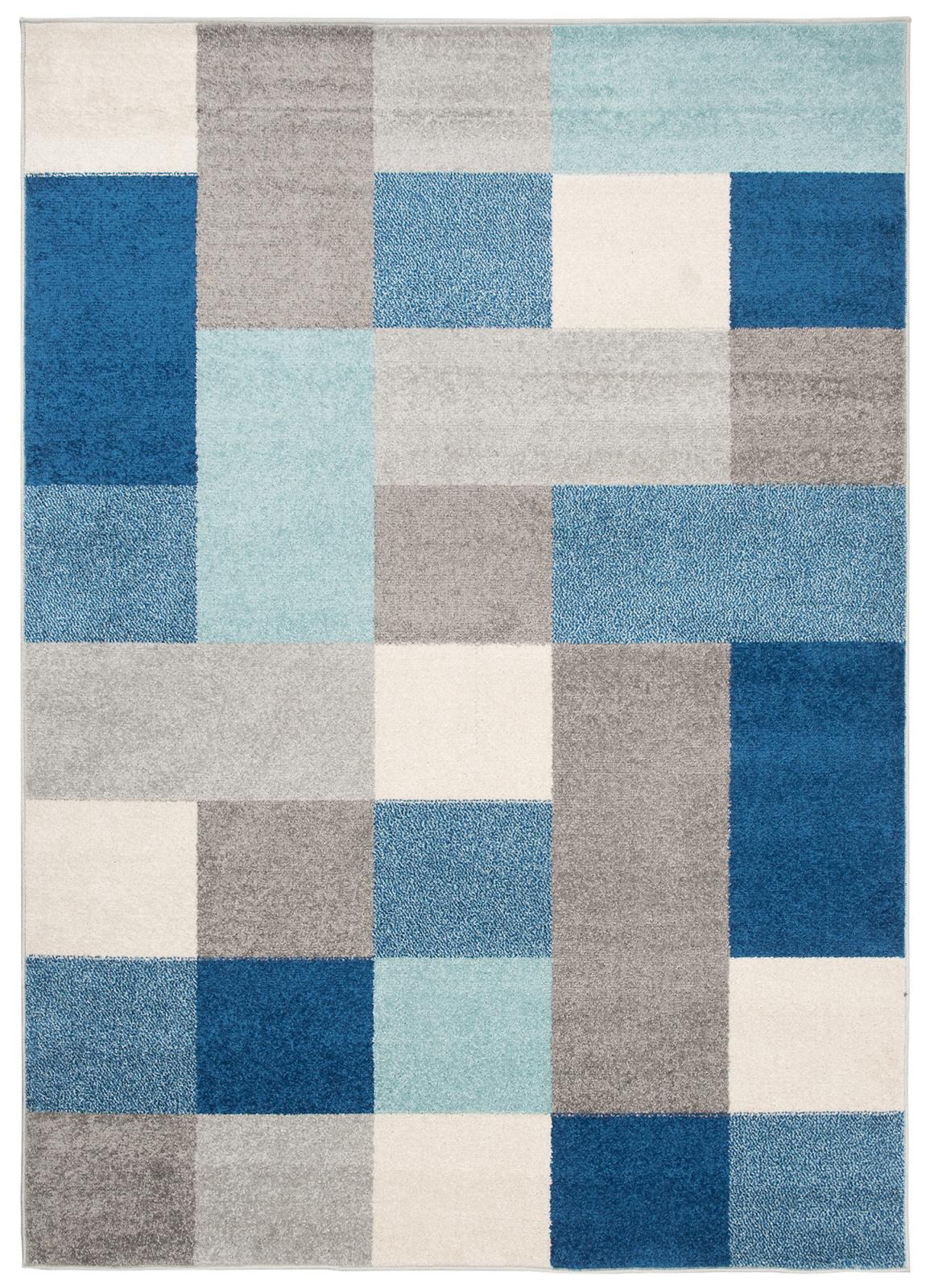 Tappeto geometrico moderno Azure, Grille C574B GRAYTURQUOIS - pastello, grigio, blu