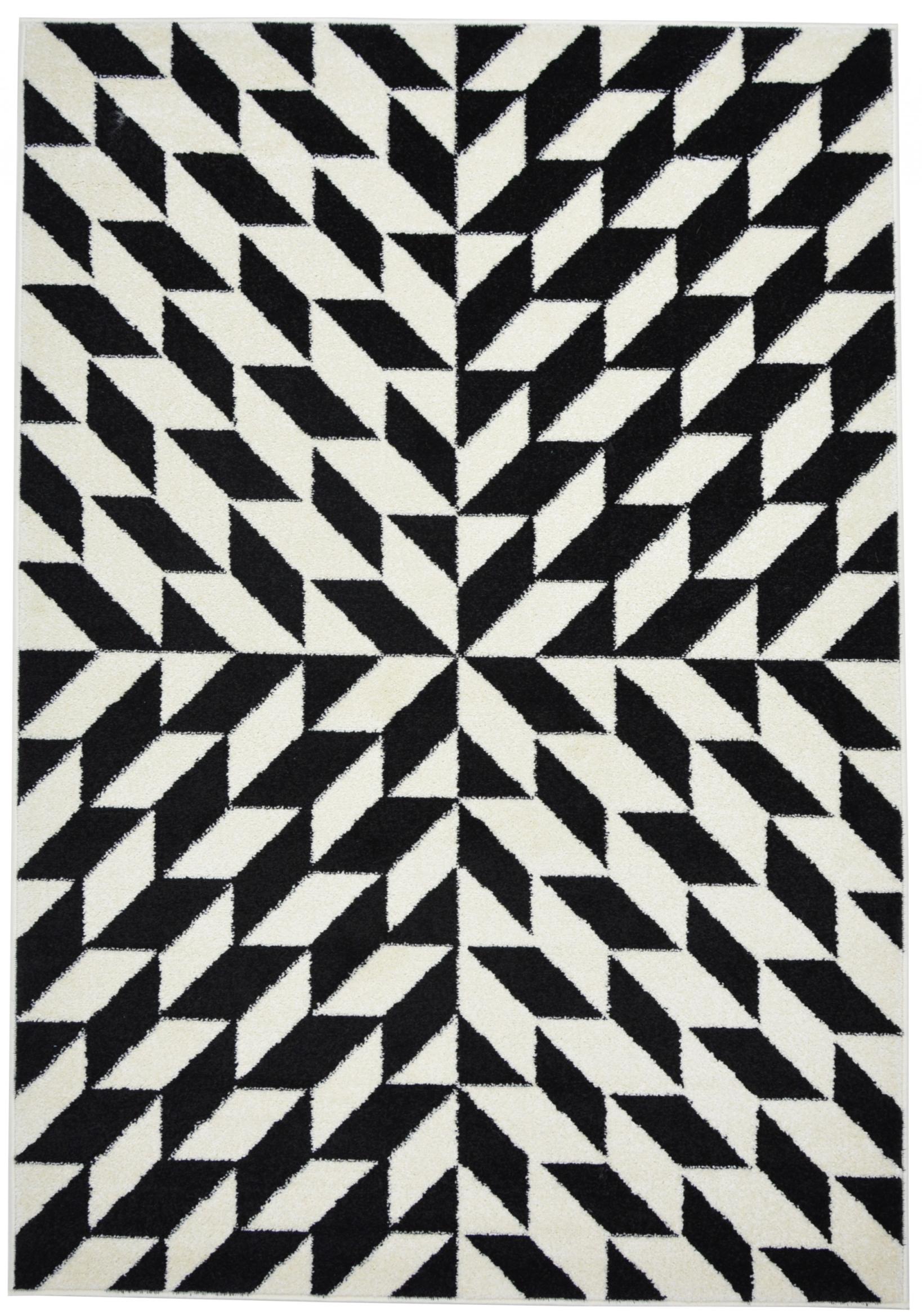 Tappeto geometrico marocchino moderno T419B BIANCO - bianco e nero