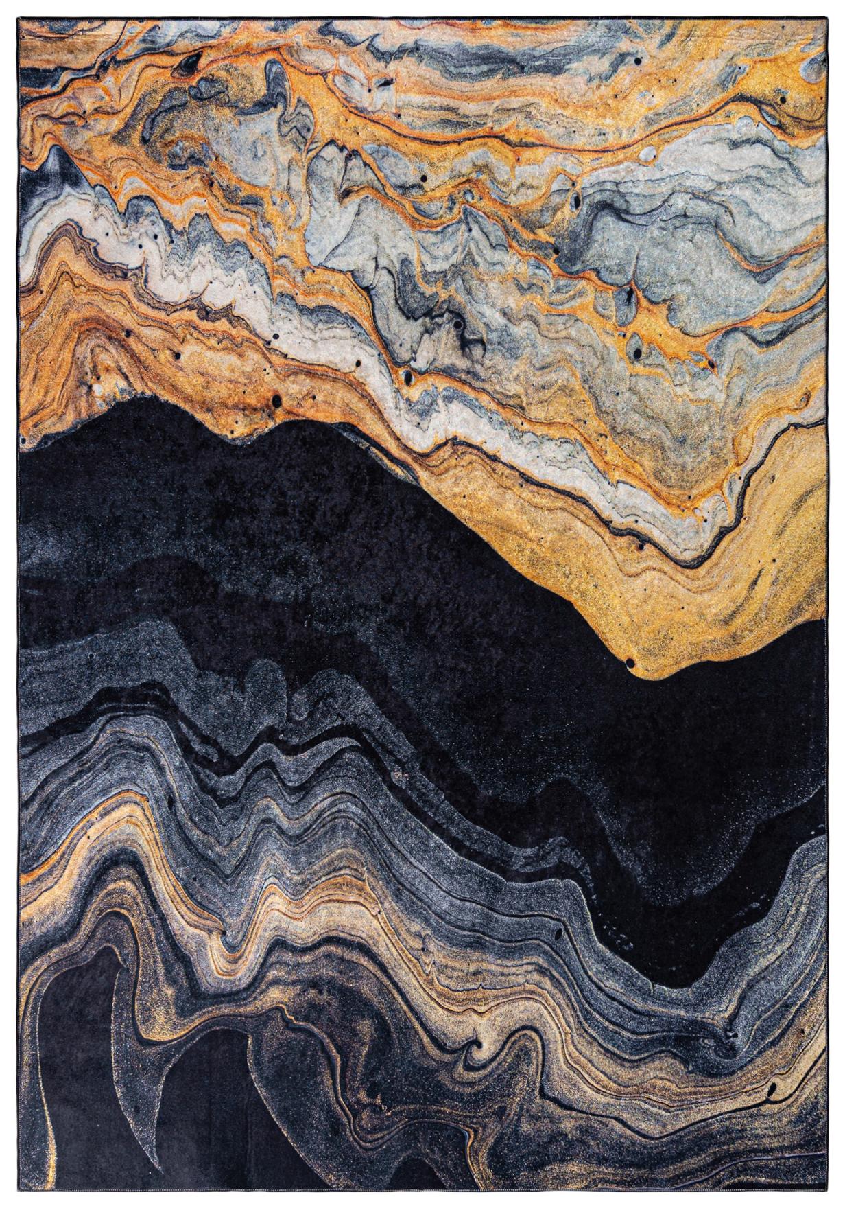Tappeto moderno Marble Glamour TOSCANA 38670 - nero, oro