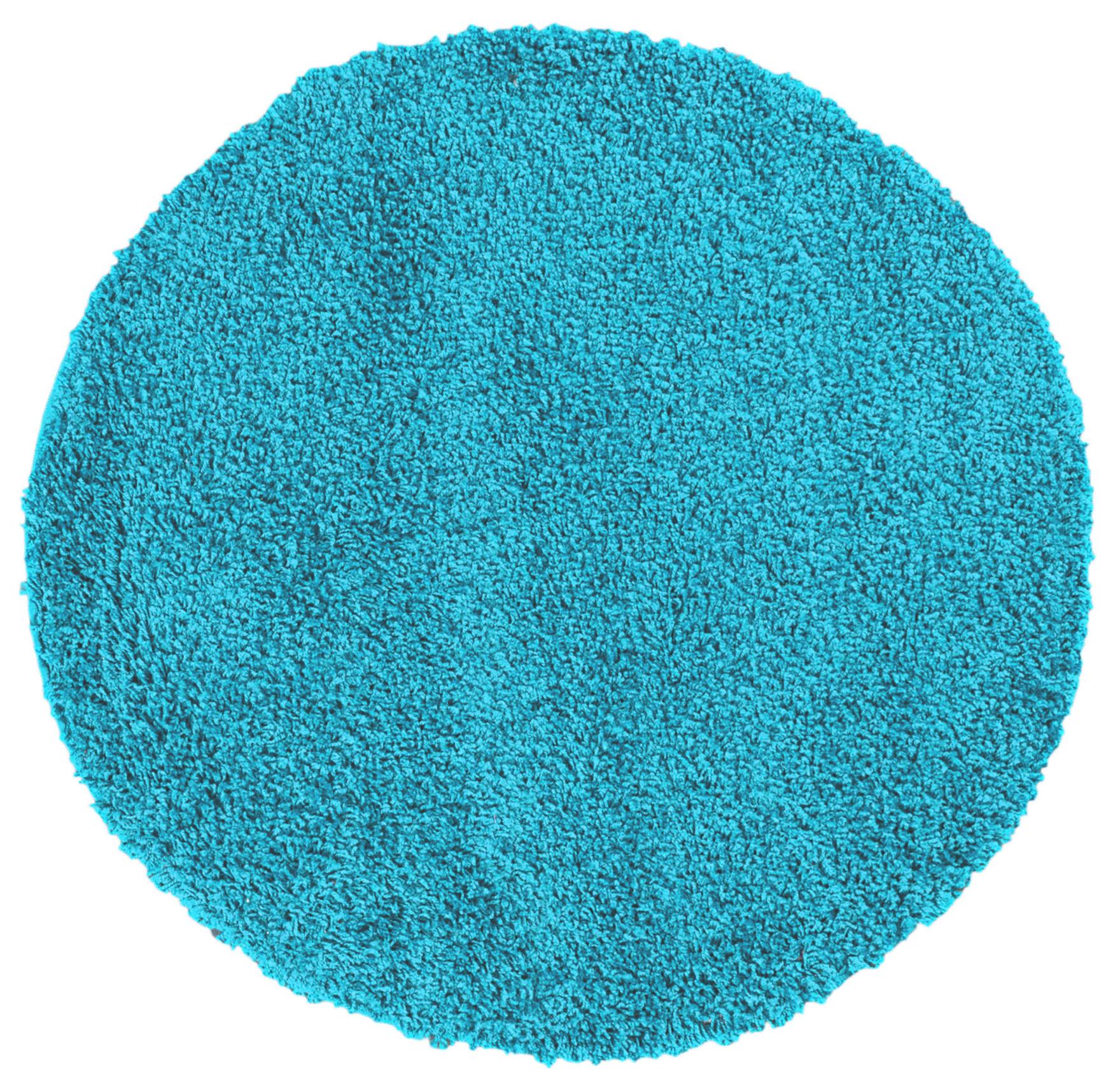 Tappeto rotondo shaggy a pelo lungo - Tokyo 6365A BLUE - turchese, tinta unita