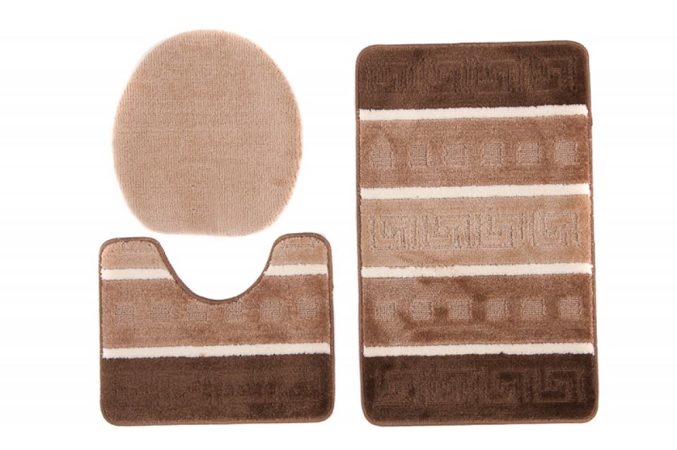 Set 3 pezzi tappeto bagno MULTI C5016 MARRONE CAMEL