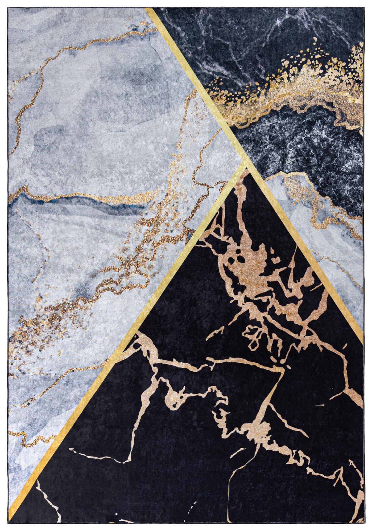 TOSCANA Tappeto moderno in marmo 2111 - nero, grigio, oro