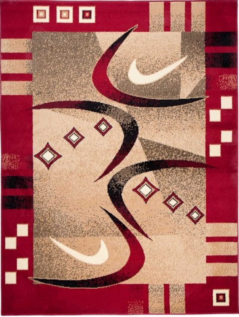 Tappeto moderno Atlas geometrico F741C beige SCURO - rosso