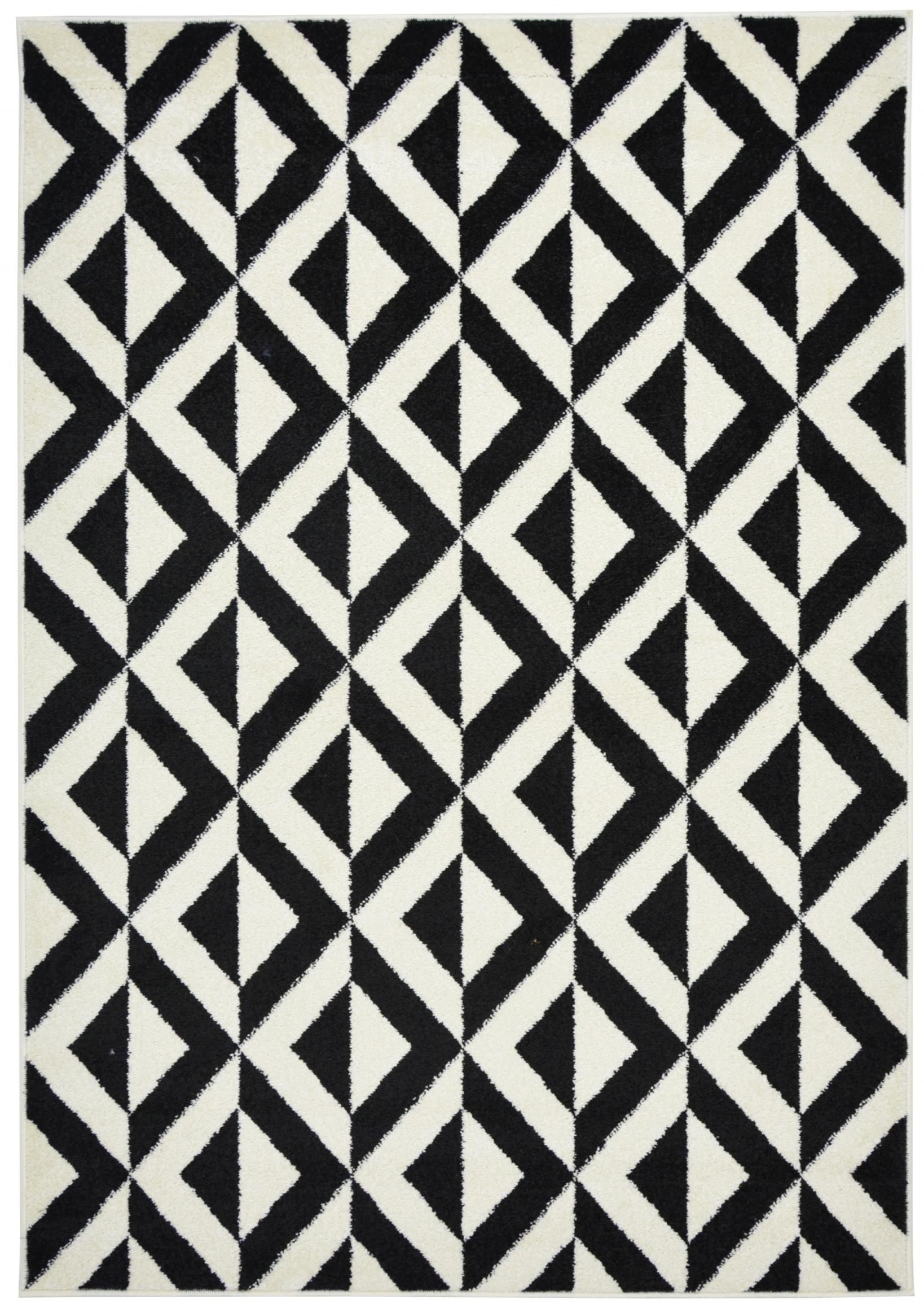 Tappeto geometrico marocchino moderno T416A WHITE - bianco e nero