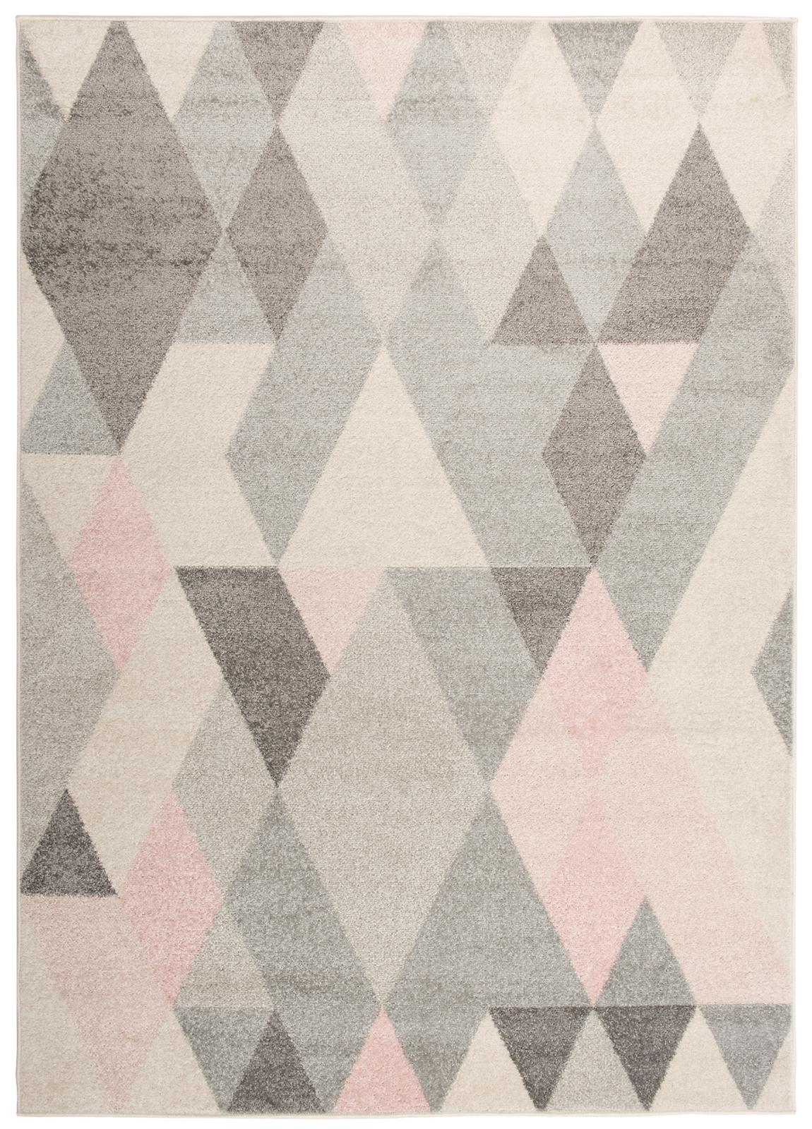 Tappeto moderno geometrico Azzurro C946B GRAYROSE - pastello, grigio, rosa
