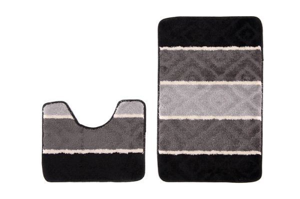 Set 2 pezzi tappeto da bagno MULTI B5132 NERO GRIGIO