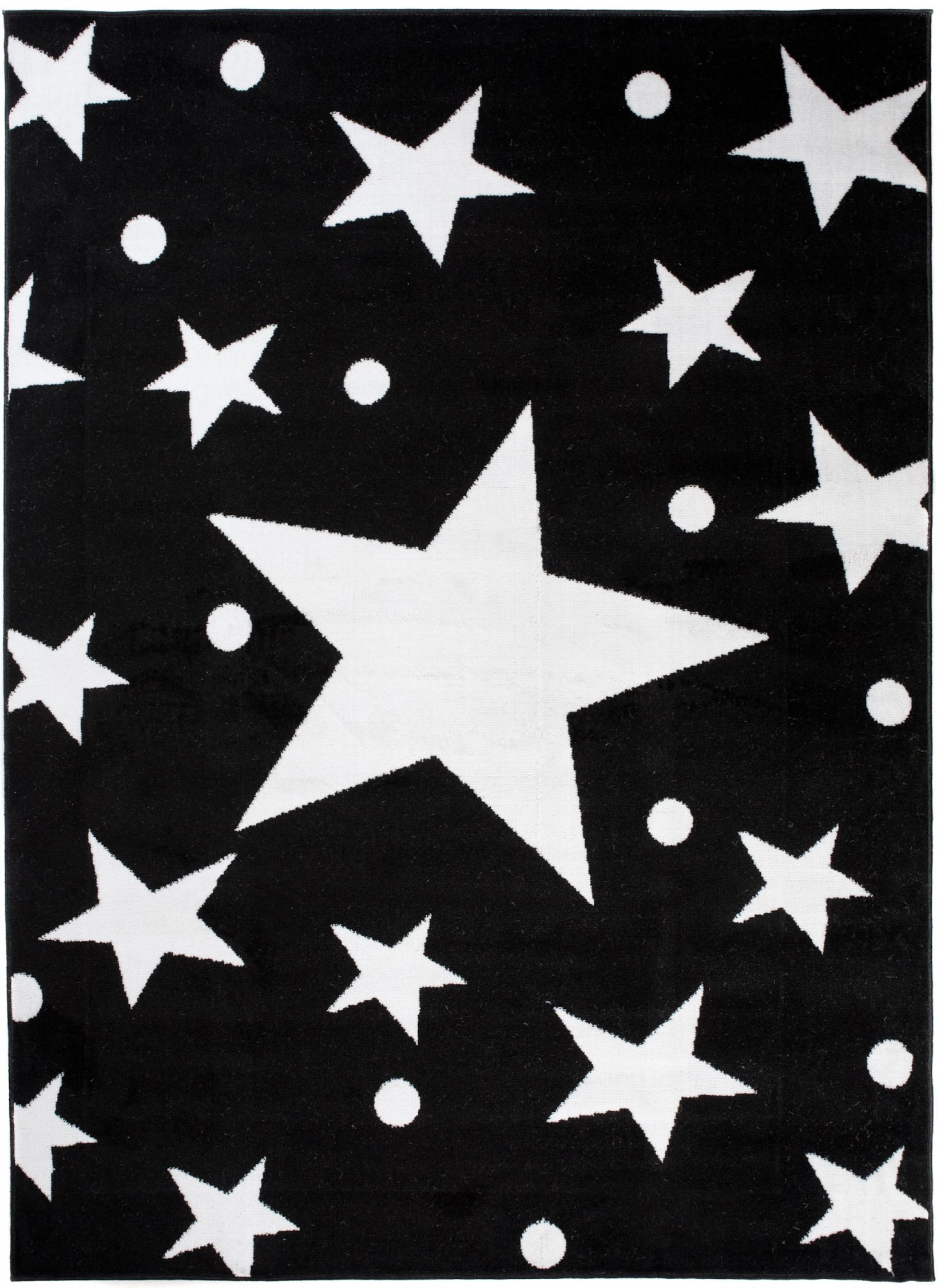 Tappeto Star per bambini C440A nero bianco - bianco e nero