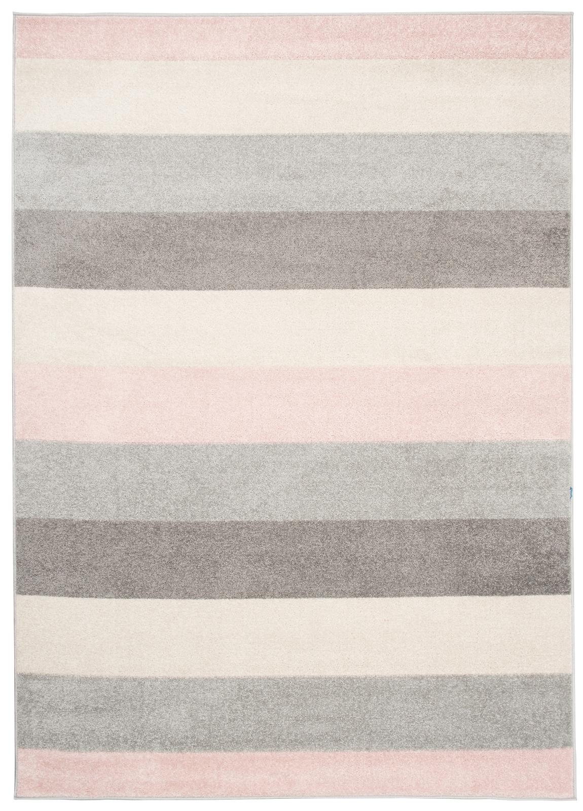 Tappeto moderno geometrico azzurro a strisce C947A WHITEROSE - pastello, grigio, rosa