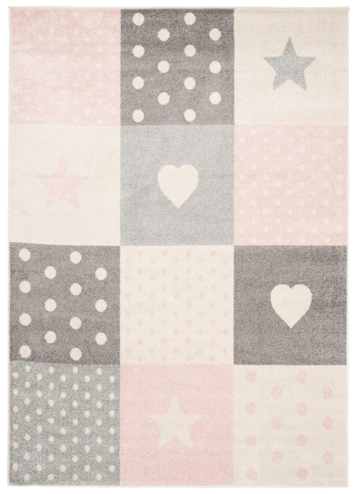 Tappeto azzurro geometrico per bambini, Grille C573I WHITEROSE - pastello, grigio, rosa