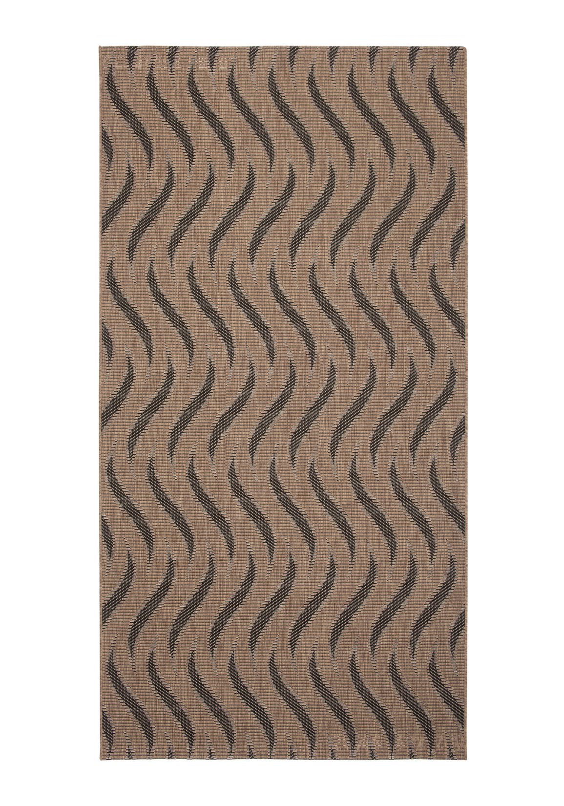 Tappeto corridoio in corda al metro FLOORLUX 20586 Coffe nero - moderno, strisce, beige, crema