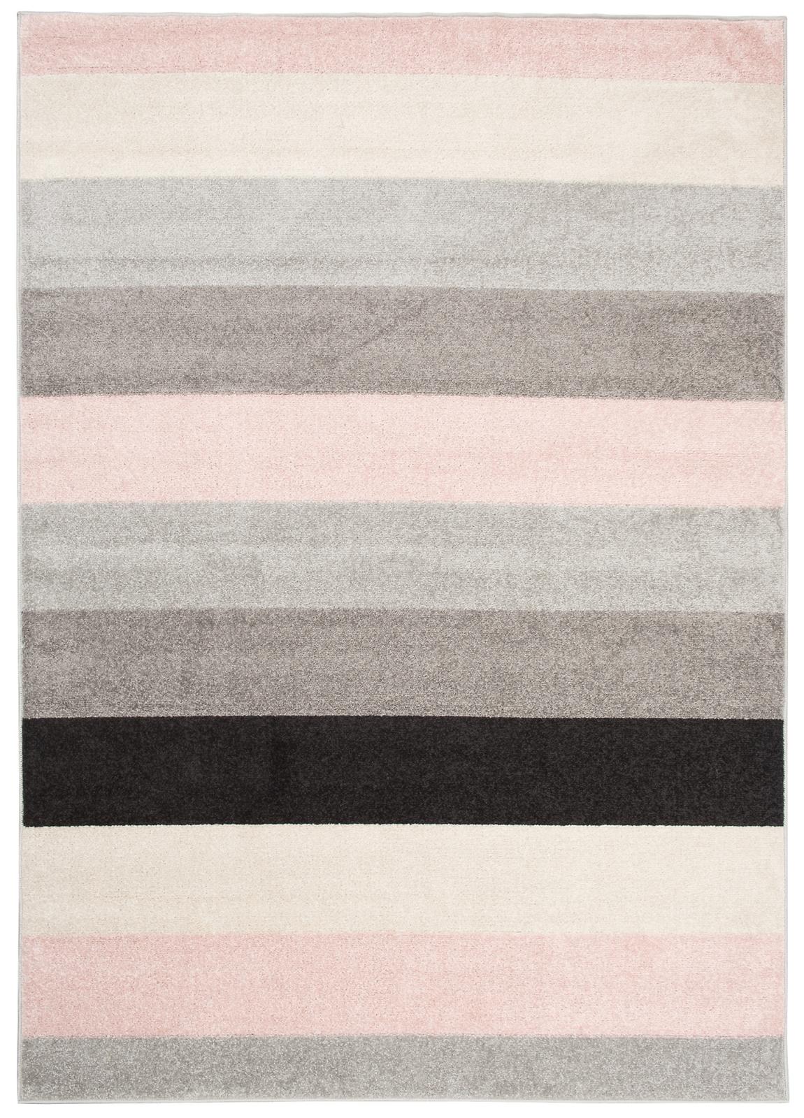 Tappeto moderno geometrico a strisce azzurro C947I WHITEGRAY - pastello, grigio, rosa