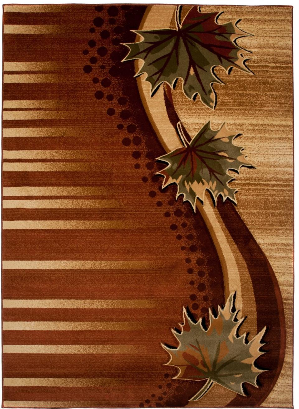 Tappeto moderno Antogya con motivi vegetali C657A BROWN - marrone