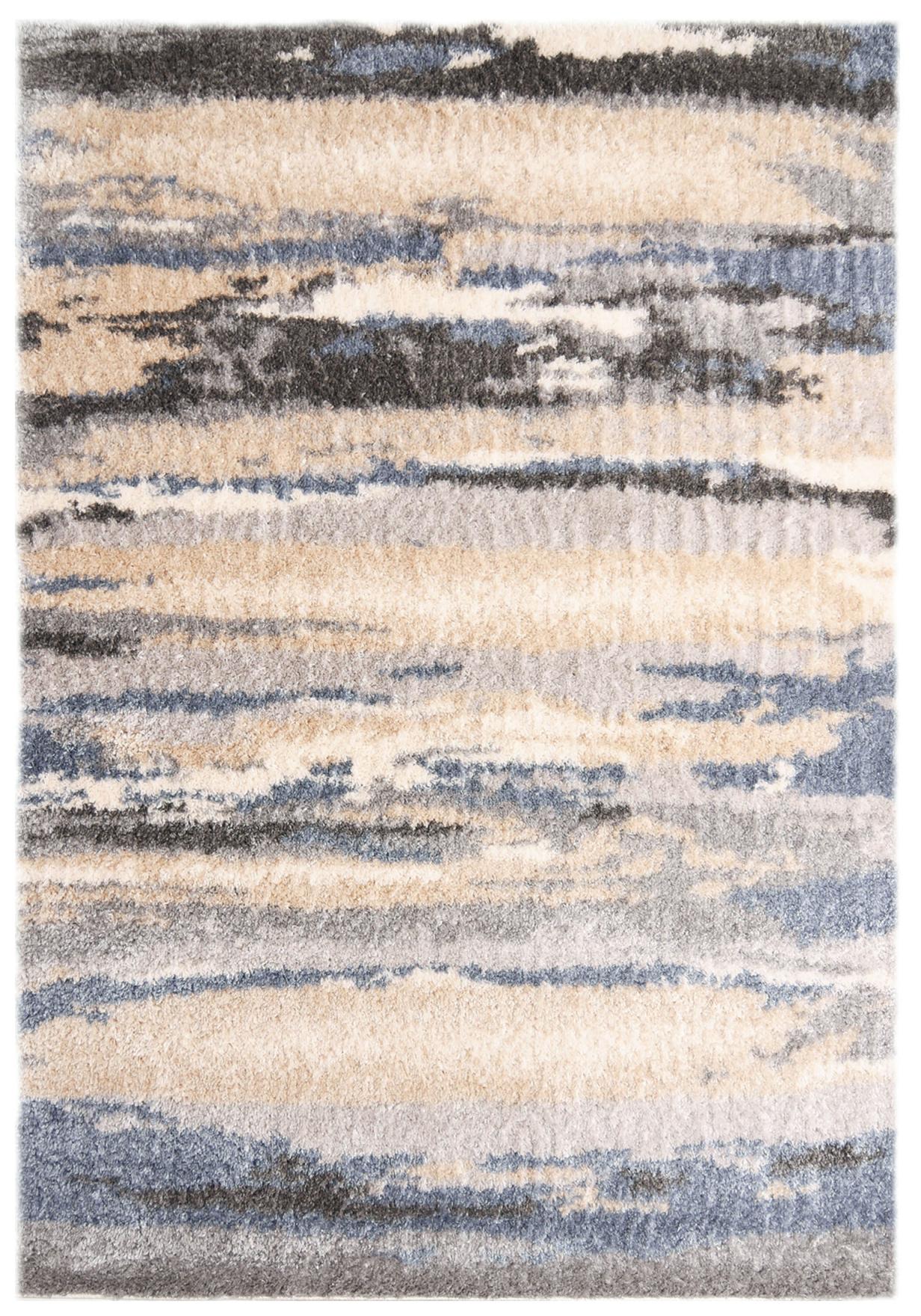 shaggy a pelo lungo Versay astratto, strisce Q292A beige - crema, blu