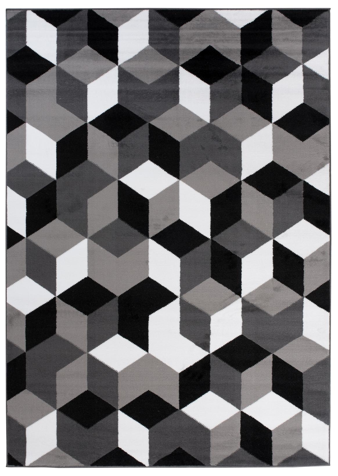 Tappeto moderno Maya Geometric Q545A GRIGIO SCURO - grigio, bianco e nero