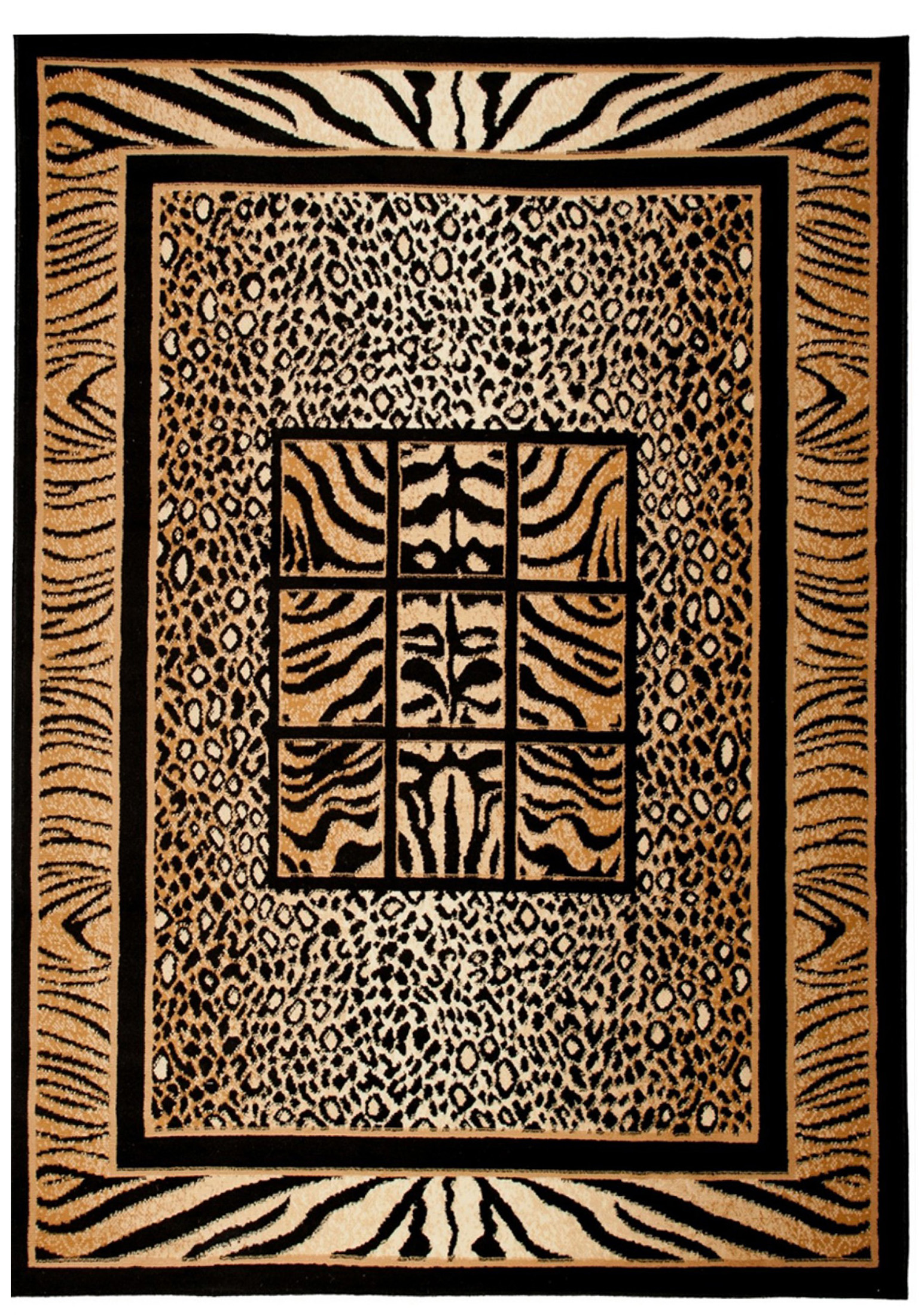 Tappeto moderno Animal Atlas 6600A nero - marrone