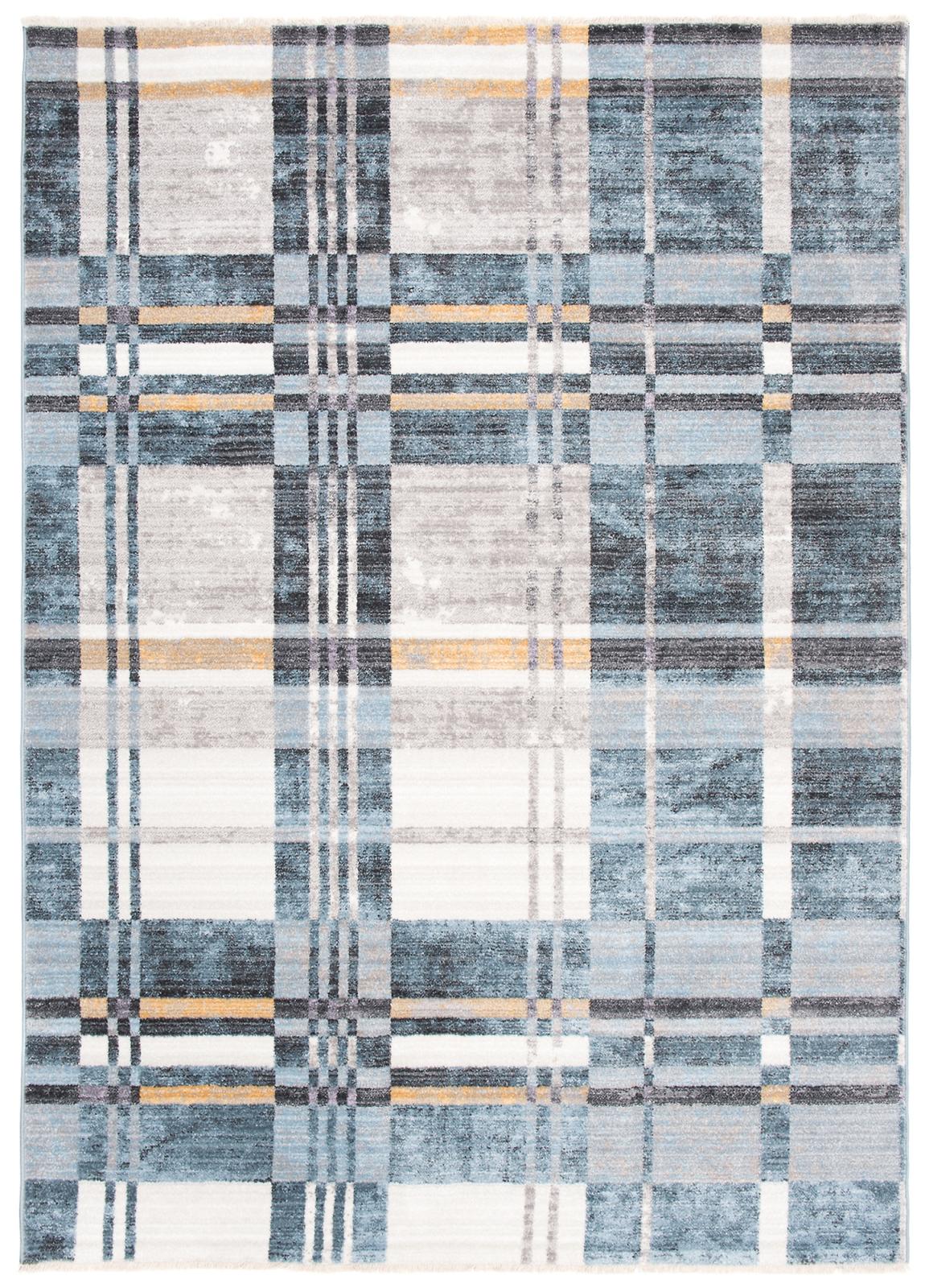 Tappeto moderno Mystic Grid 3545B DBLUE LBLUE - blu