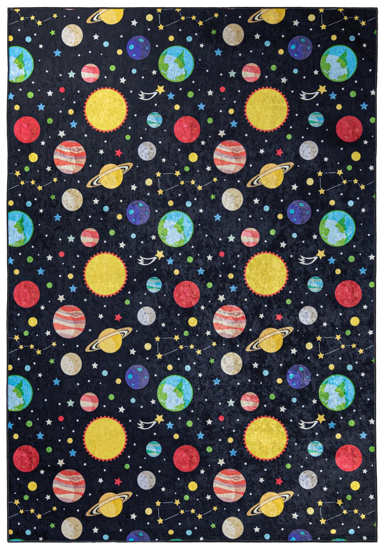 Tappeto per bambini Space Planet EMMA 9030 - nero, colorato