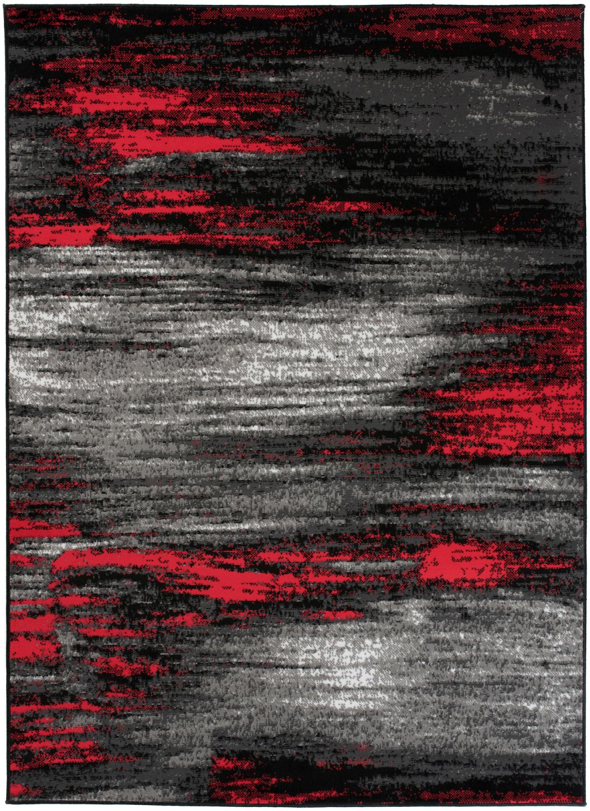 Tappeto astratto Maya moderno Z905E NERO - nero, rosso