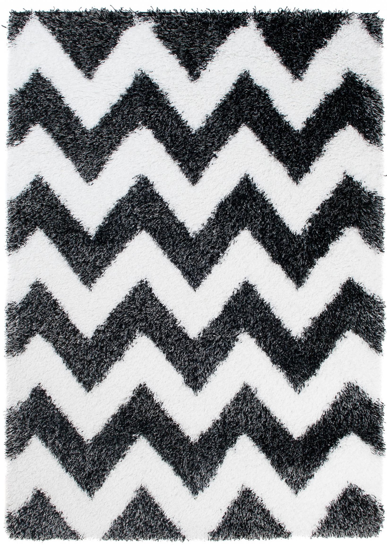 Tappeto Shaggy Longhair Optimal Geometric 5446A WHITE BLACK - bianco e nero