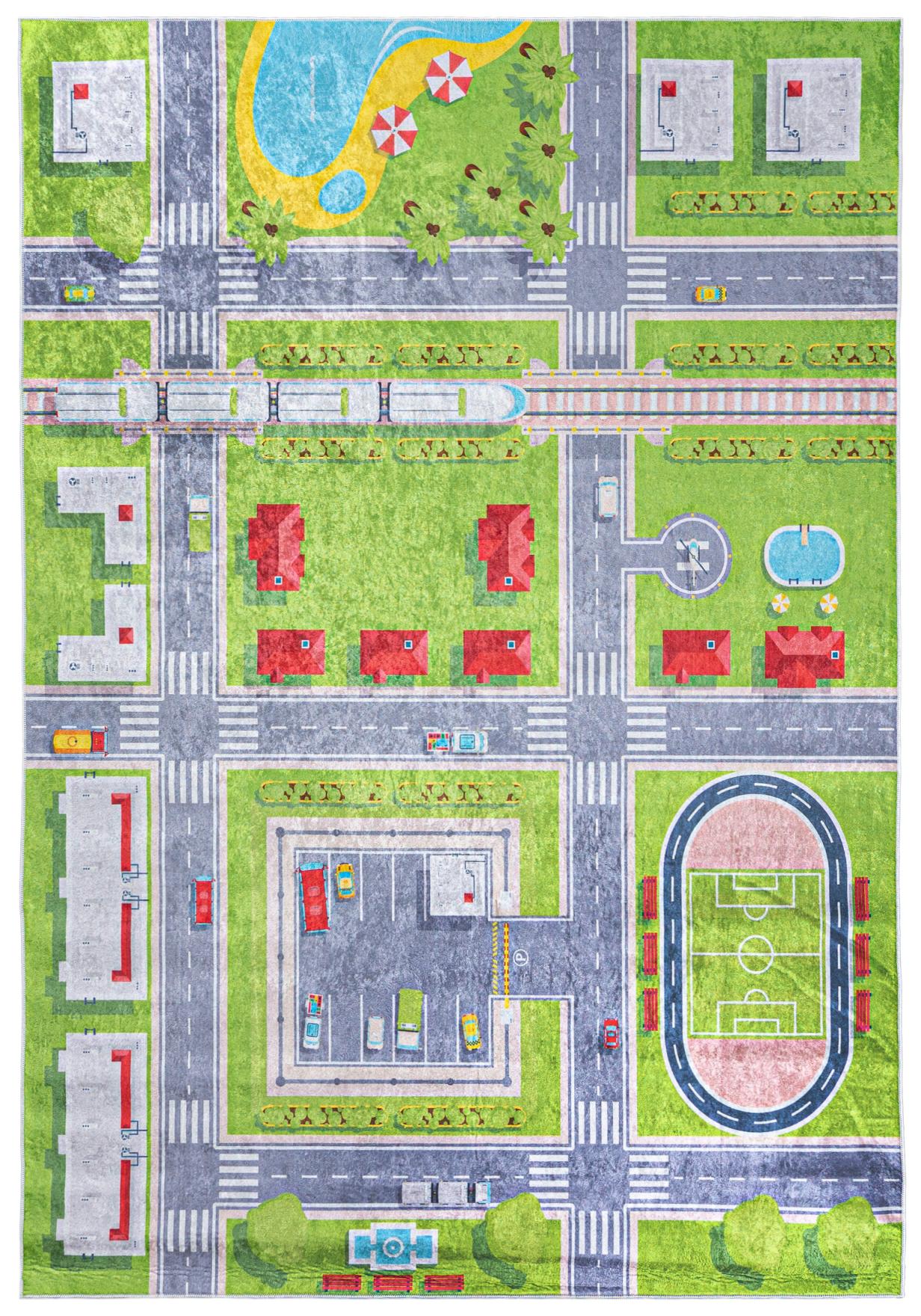 Tappeto per bambini Strada Città EMMA 9033 - verde, colorato