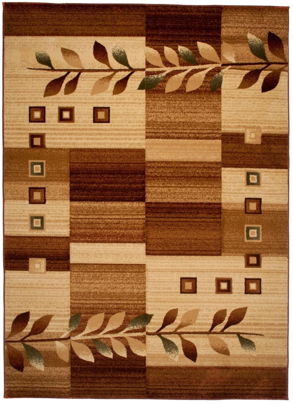Tappeto moderno Antogya con motivi vegetali C627A CREAM - marrone