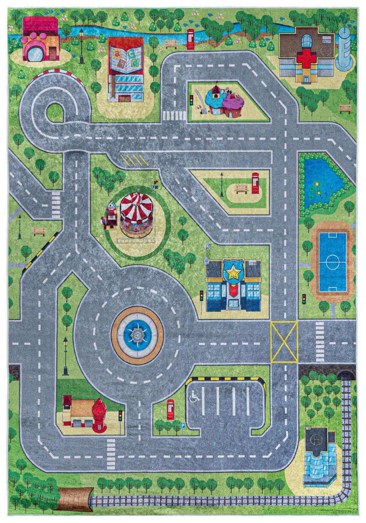 Tappeto per bambini Strada Città EMMA 9028 - verde, colorato