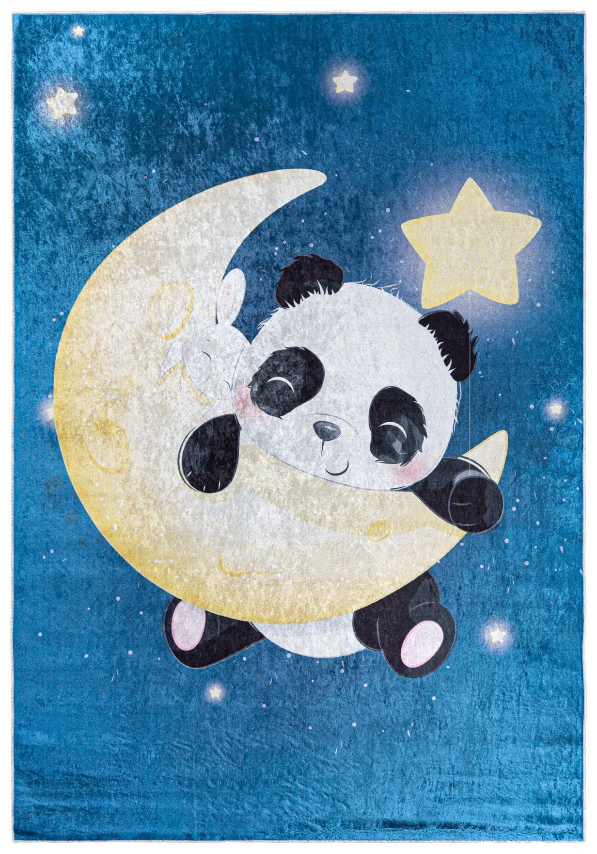 Tappeto Panda sulla luna per bambini EMMA 2322 - blu