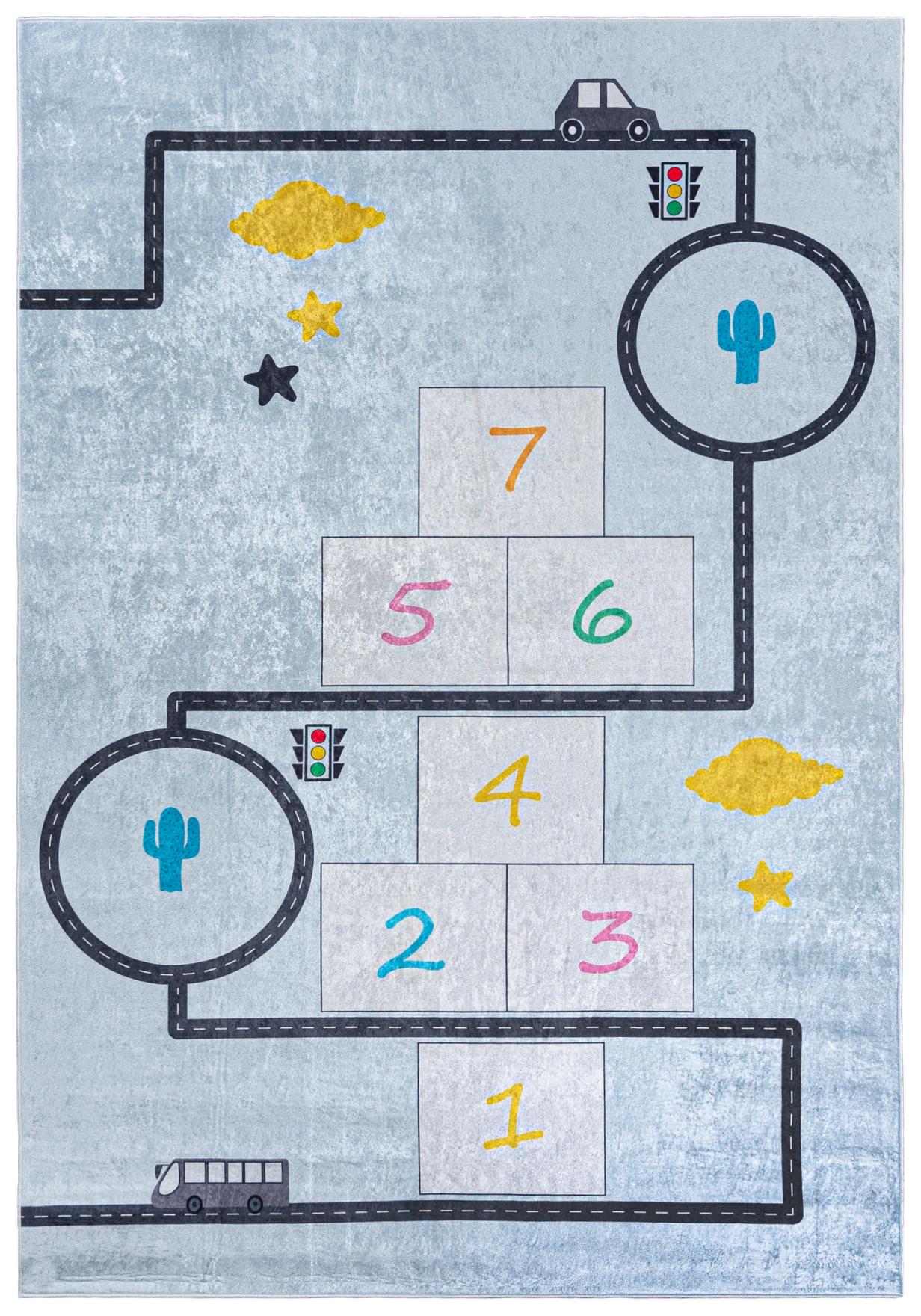 Tappeto per bambini con tabelle di moltiplicazione EMMA 2168 - blu, turchese