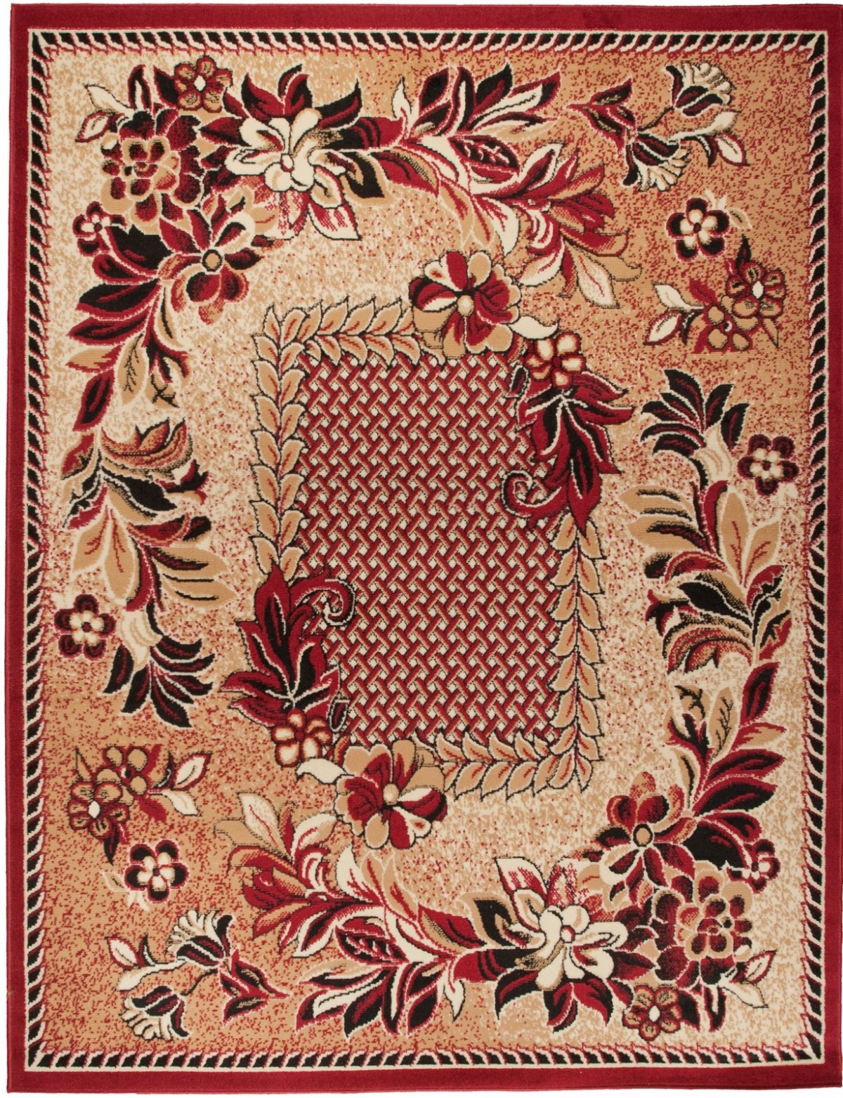 Tappeto moderno Atlas vegetale 7192B rosso scuro beige - rosso