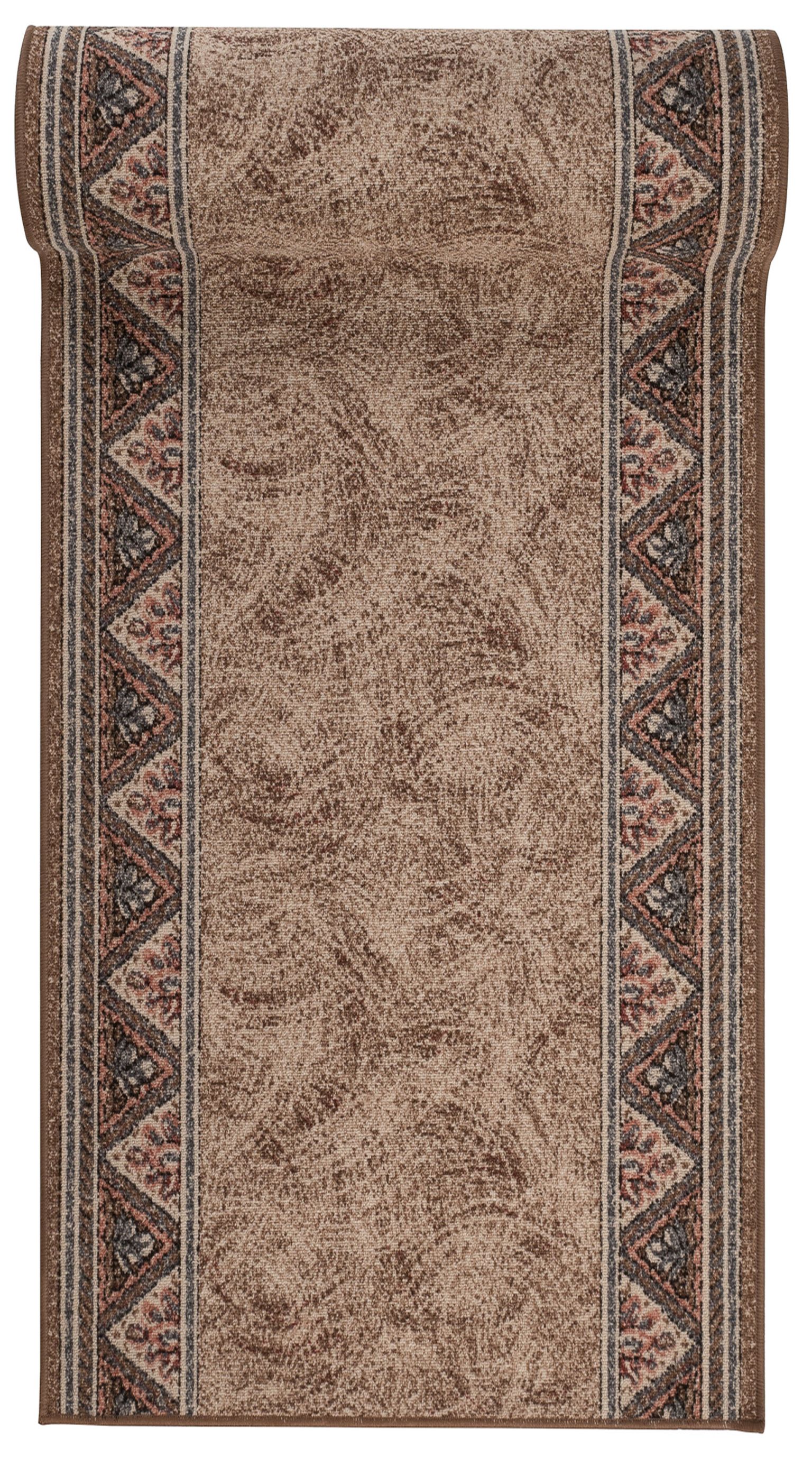 Tappeto corridoio  con fondo gommato Antiscivolo Al metro GUMAZEL EIGER BROWN - cornice, retrò, marrone