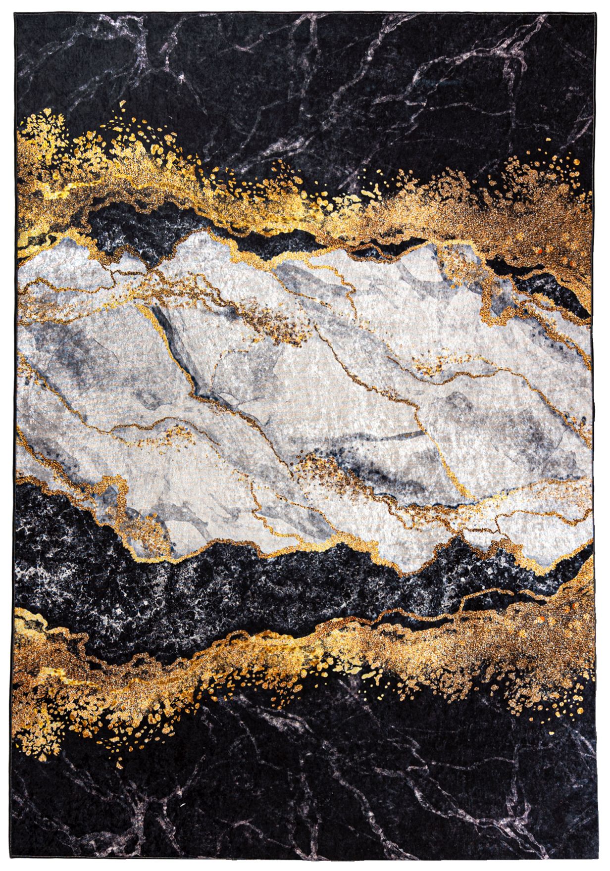 TOSCANA Tappeto moderno Glamour in marmo 21150 - nero, grigio, oro