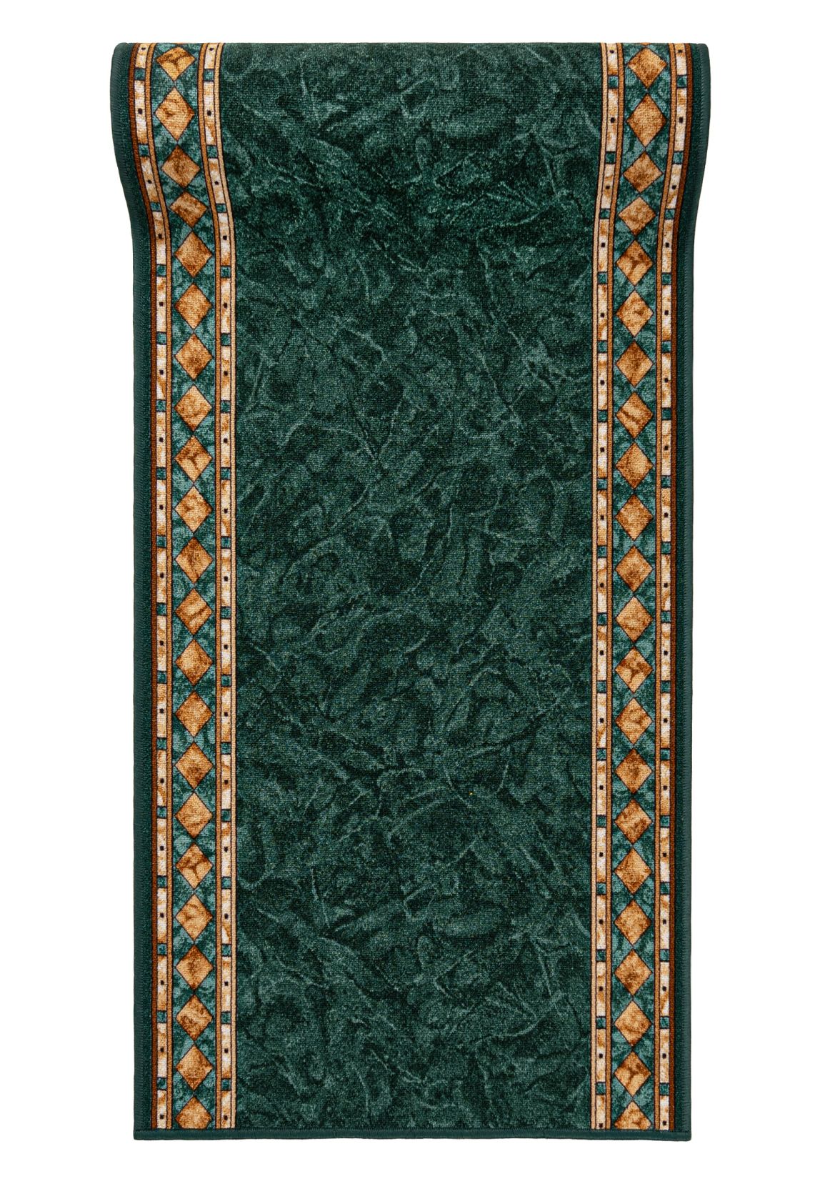 Tappeto corridoio con fondo gommato Antiscivolo A metraggio GUMAZEL CHEOPS FOREST - cornice, retrò, verde