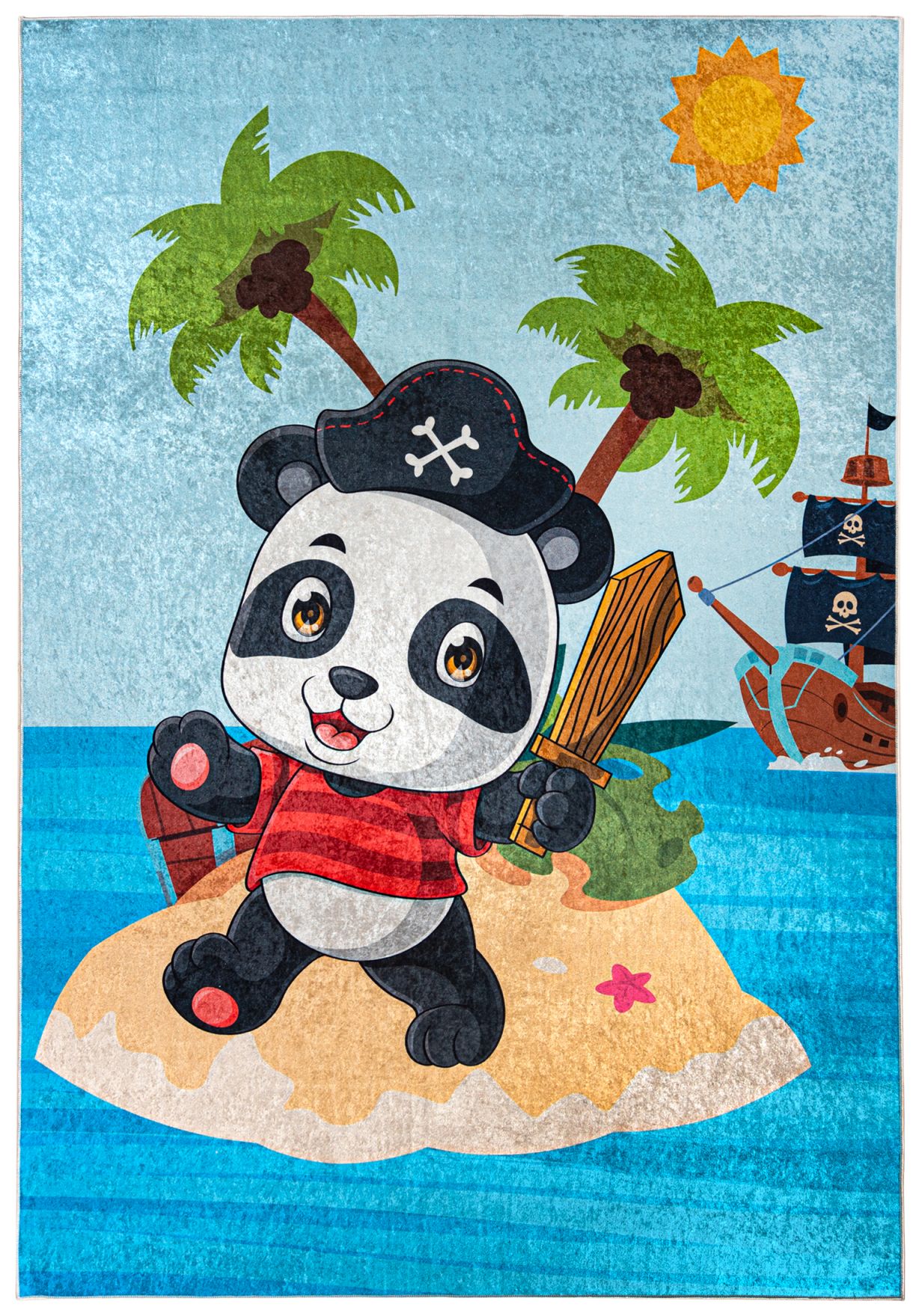Tappeto per bambini Panda Pirata sull'isola EMMA 2330 - blu, colorato