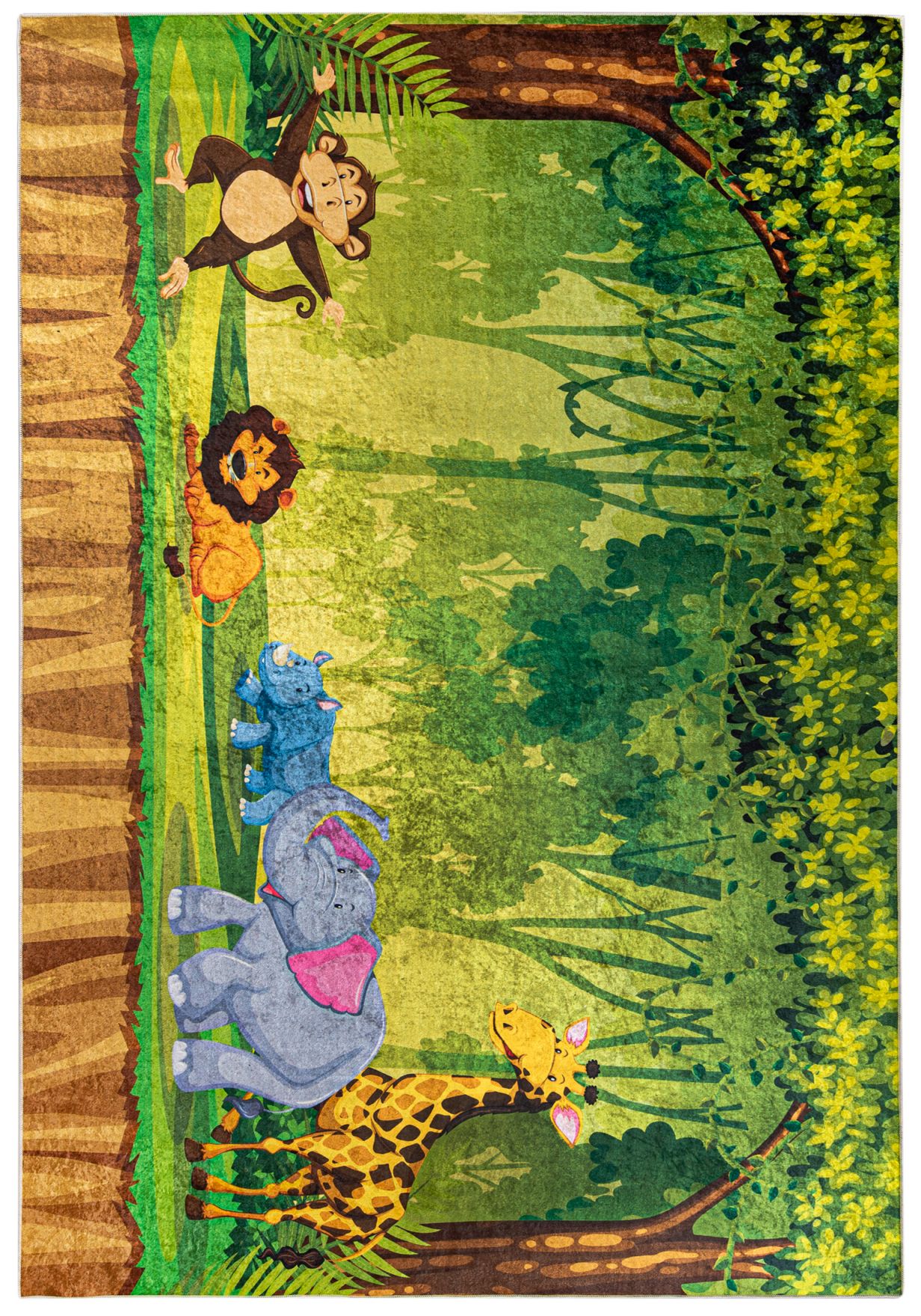 Tappeto per bambini Animali dello zoo d'Africa EMMA 2649 - verde, colorato