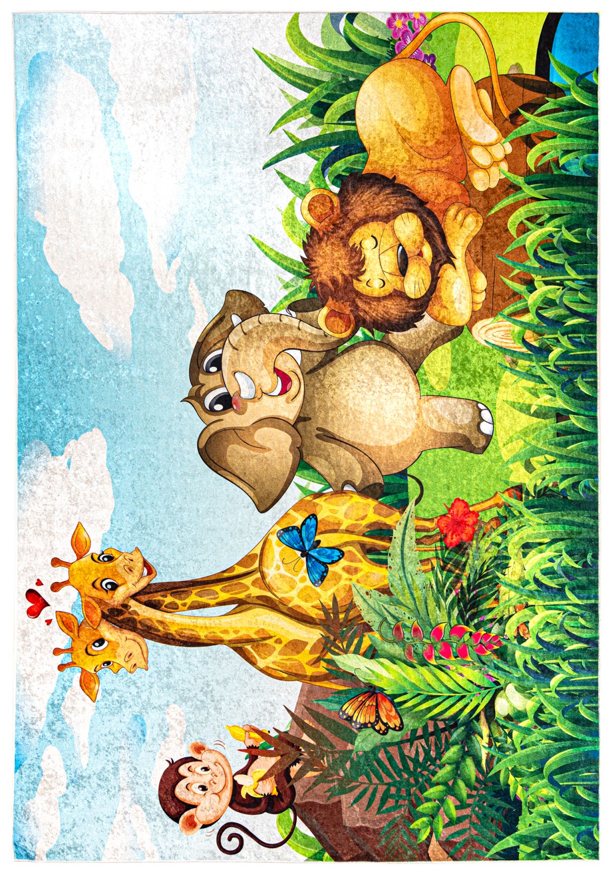 Tappeto per bambini Africa Zoo Animals EMMA 2650 - verde, colorato