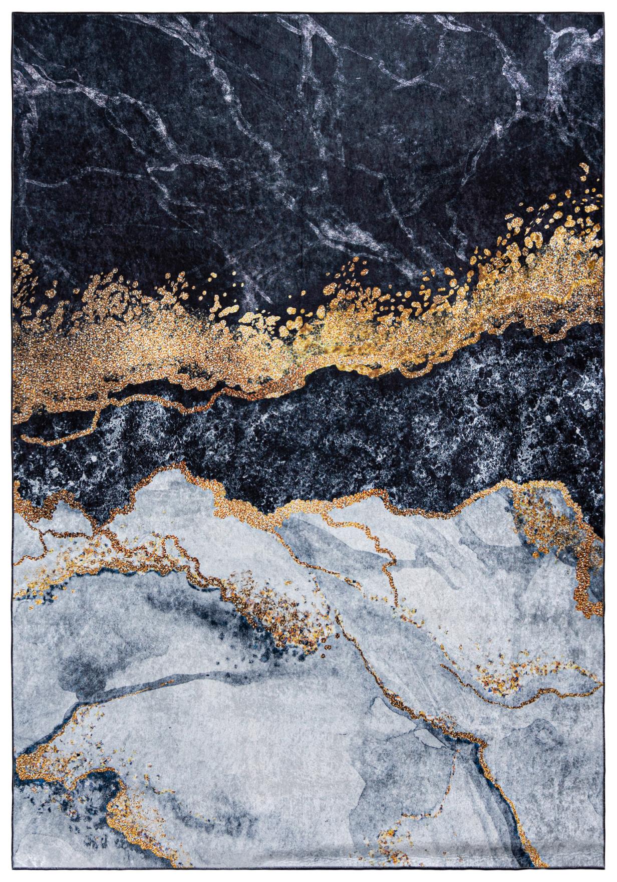 Tappeto moderno Glamour Marble TOSCANA 37010 - nero, grigio, oro