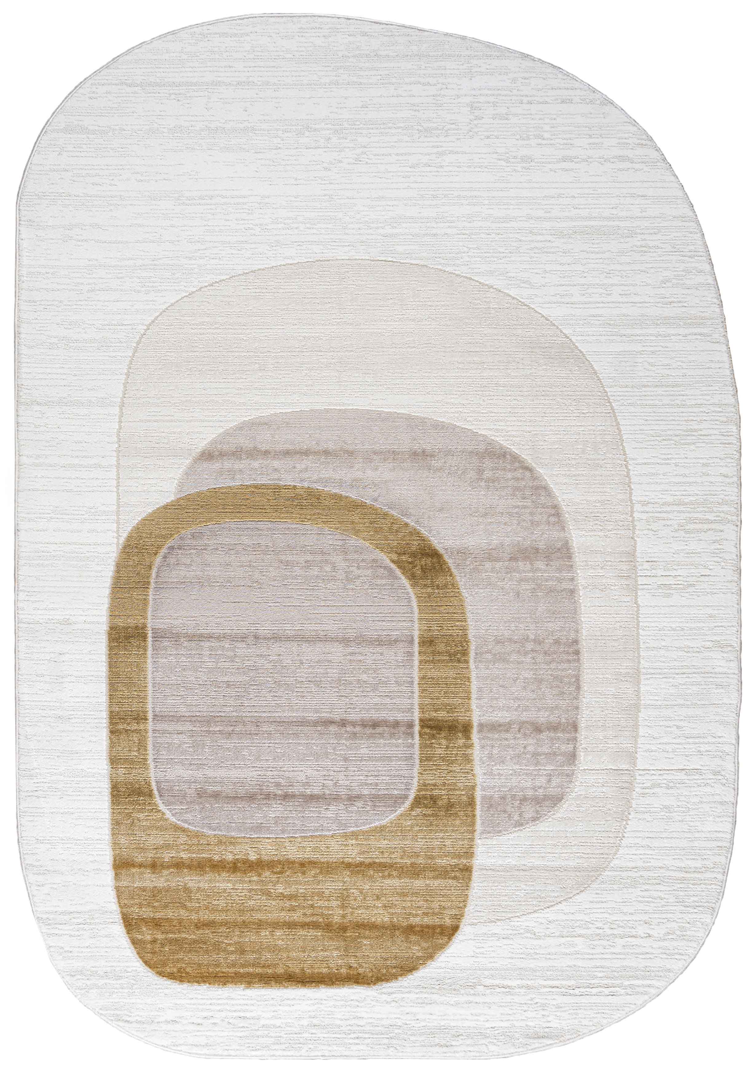 7698B Tappeto SILALUX - moderno, irregolare, beige, bianco, ecru, crema, dorato