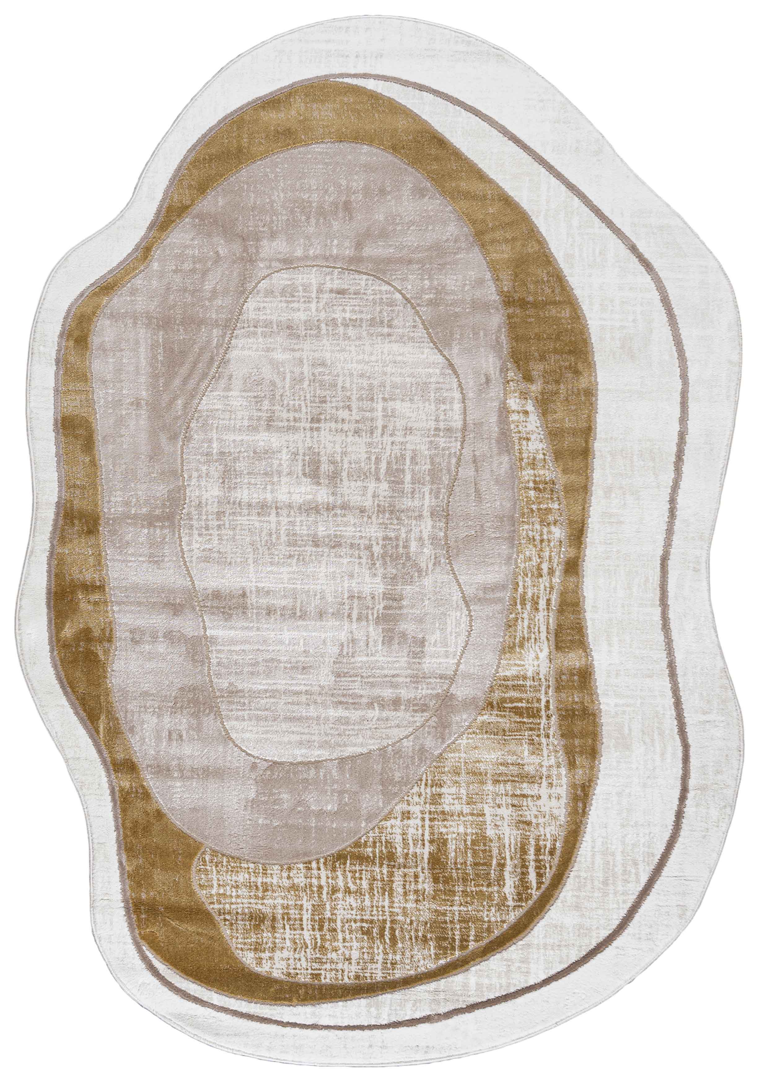 7700A Tappeto SILALUX - moderno, irregolare, beige, crema, dorato