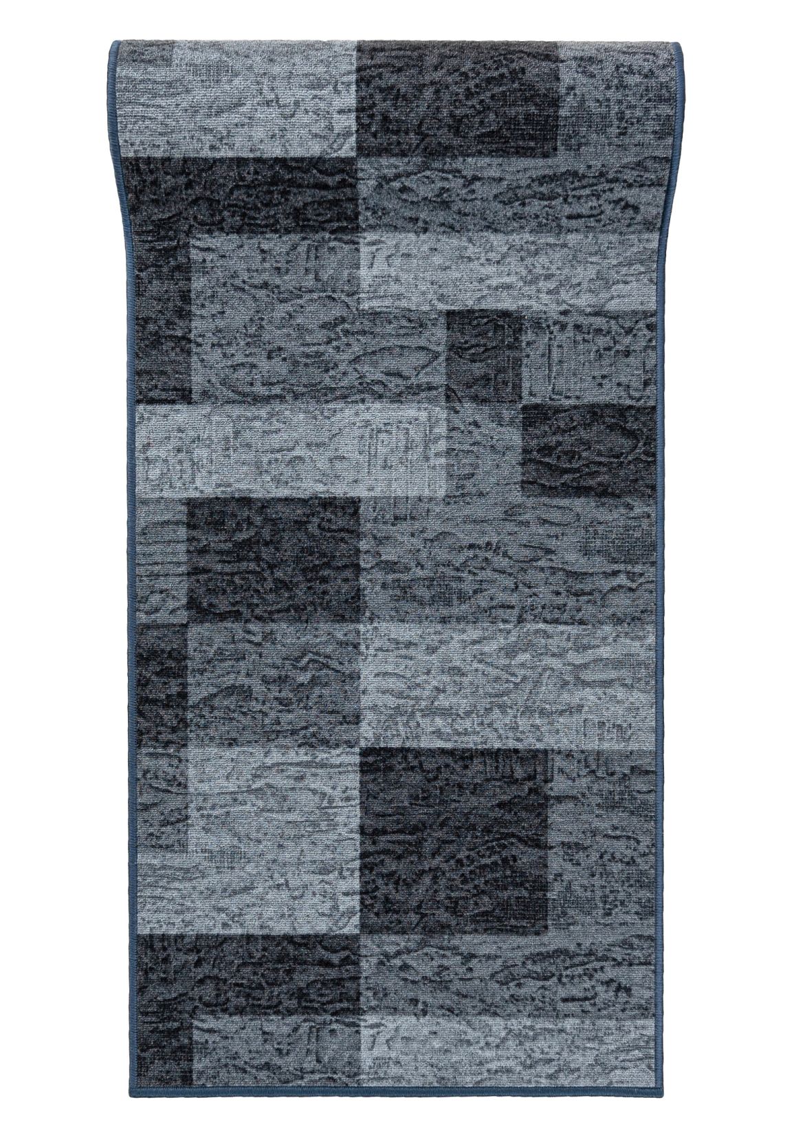 Tappeto corridoio con fondo gommato Antiscivolo A metraggio GUMAZEL ICONA BASALT - retrò, geometrico, grafite, grigio