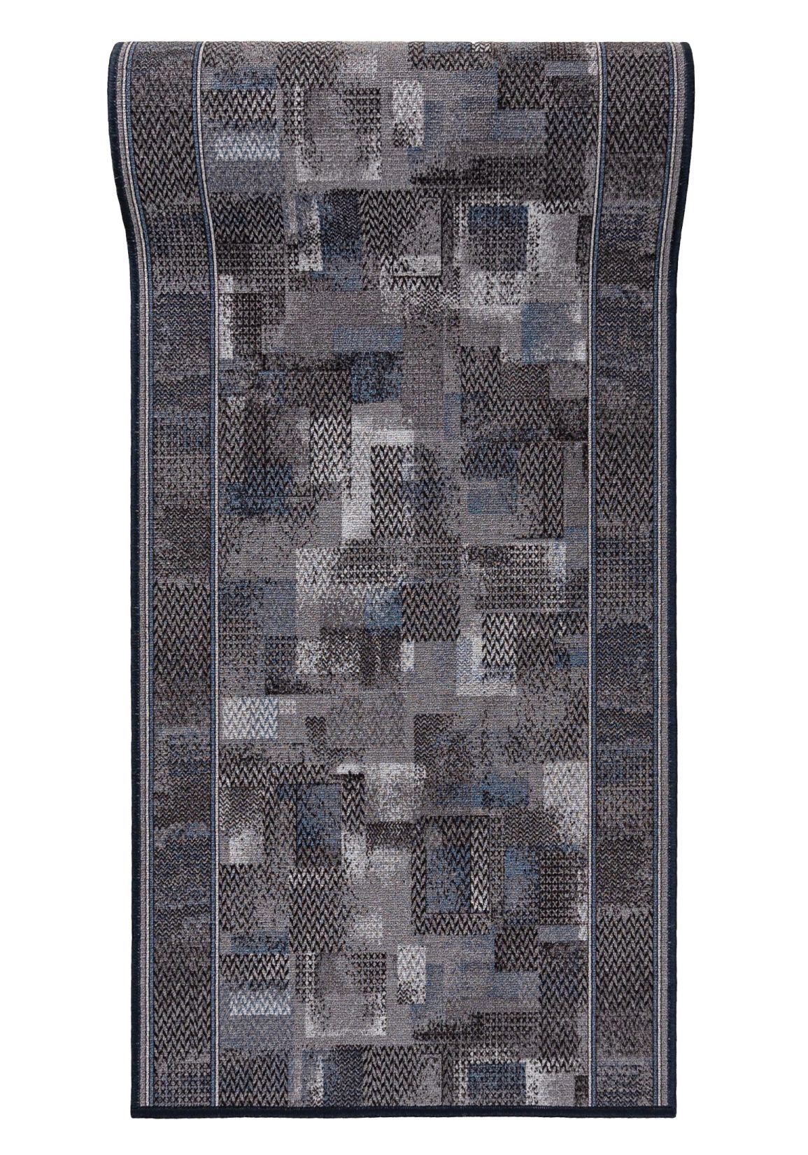 Tappeto corridoio con fondo gommato Antiscivolo Al metro GUMAZEL TRIBE ANTHRACITE - cornice, retrò, nero, grafite, grigio
