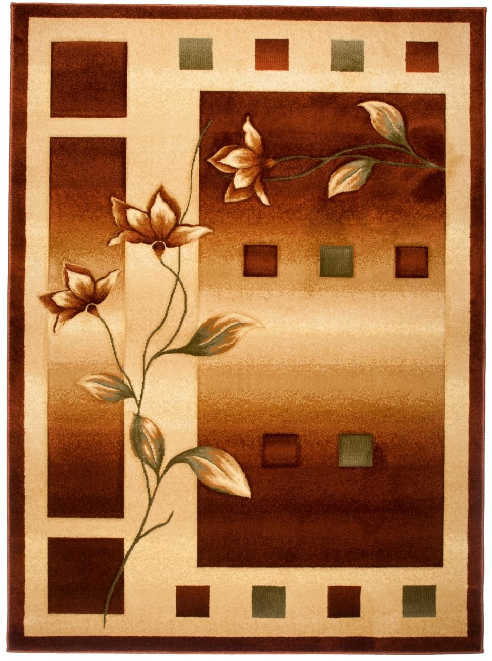 Tappeto moderno Antogya con motivi vegetali 6615B CREAM - marrone, beige