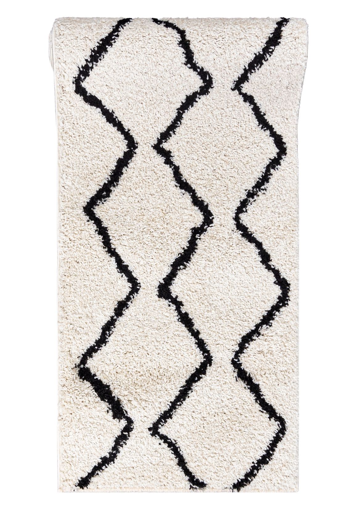 Tappeto Shaggy al metro DELHI 6063A OPAK_nero - geometrico, beige, crema