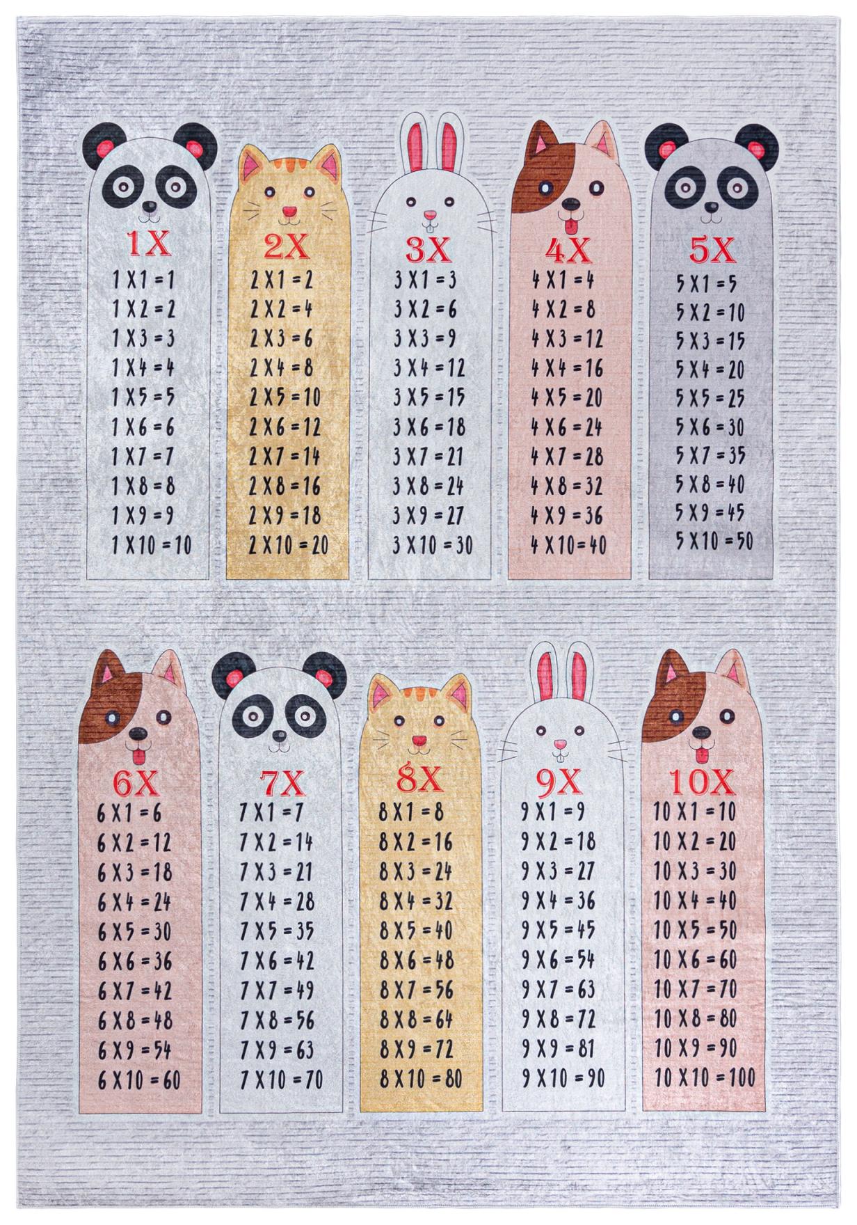 Tappeto per bambini con tabelle di moltiplicazione EMMA 2162 - grigio, colorato