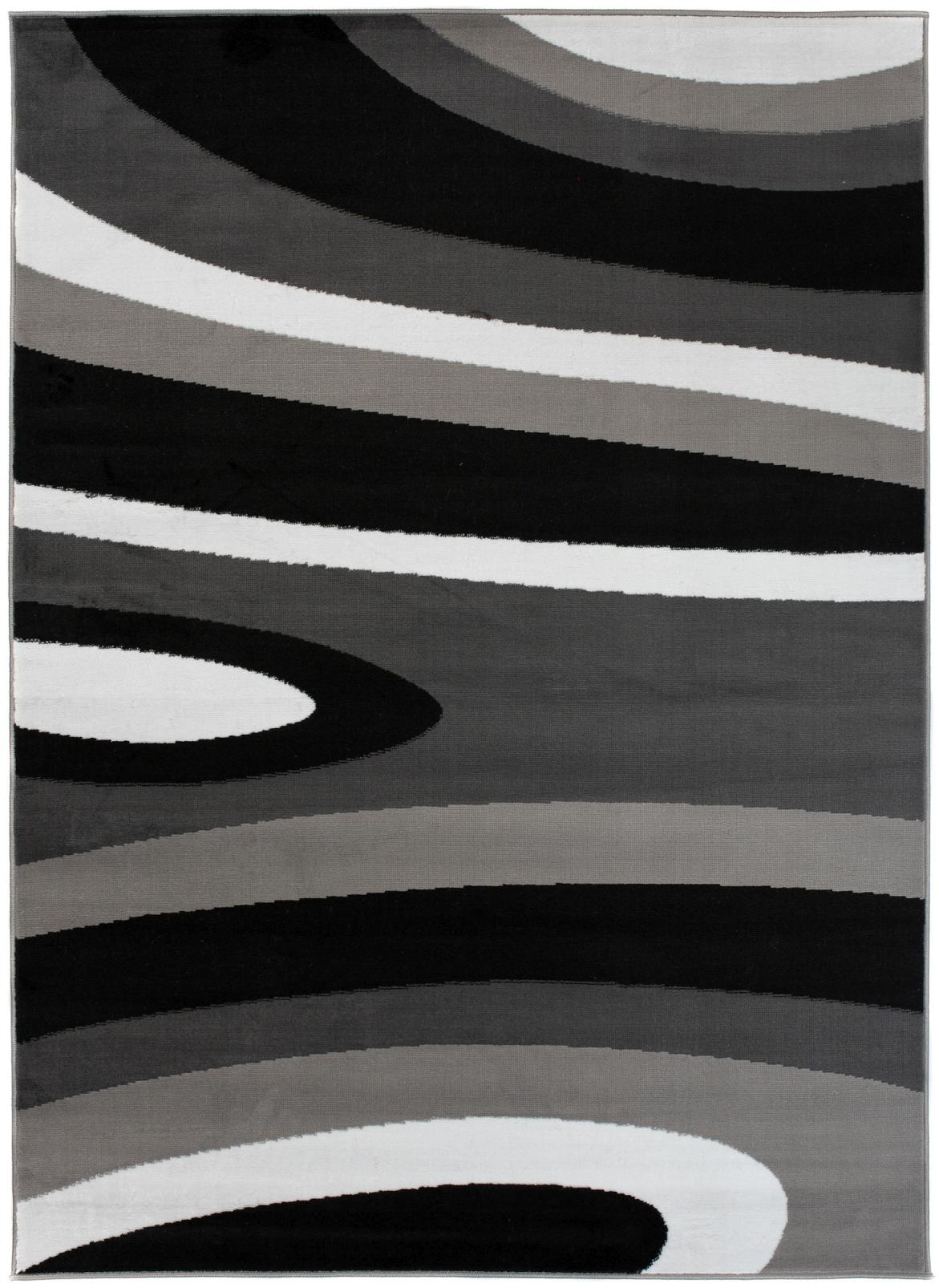 Tappeto moderno Maya a righe geometriche Z895A BLACK - grigio